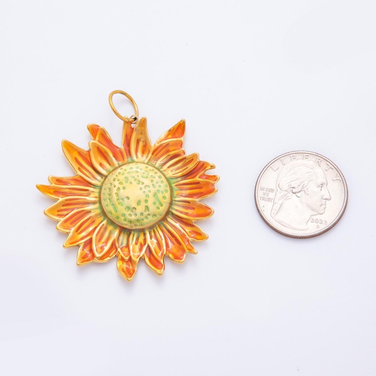 Big Sun flower PVD Gold Plated Stainless Steel pendant Floral charm for necklace Bracelet Supply J-458