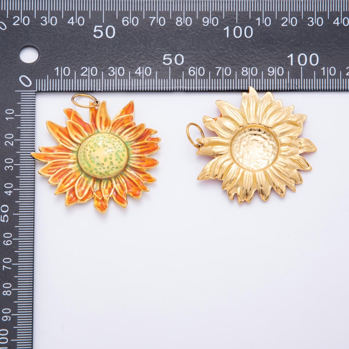 Big Sun flower PVD Gold Plated Stainless Steel pendant Floral charm for necklace Bracelet Supply J-458