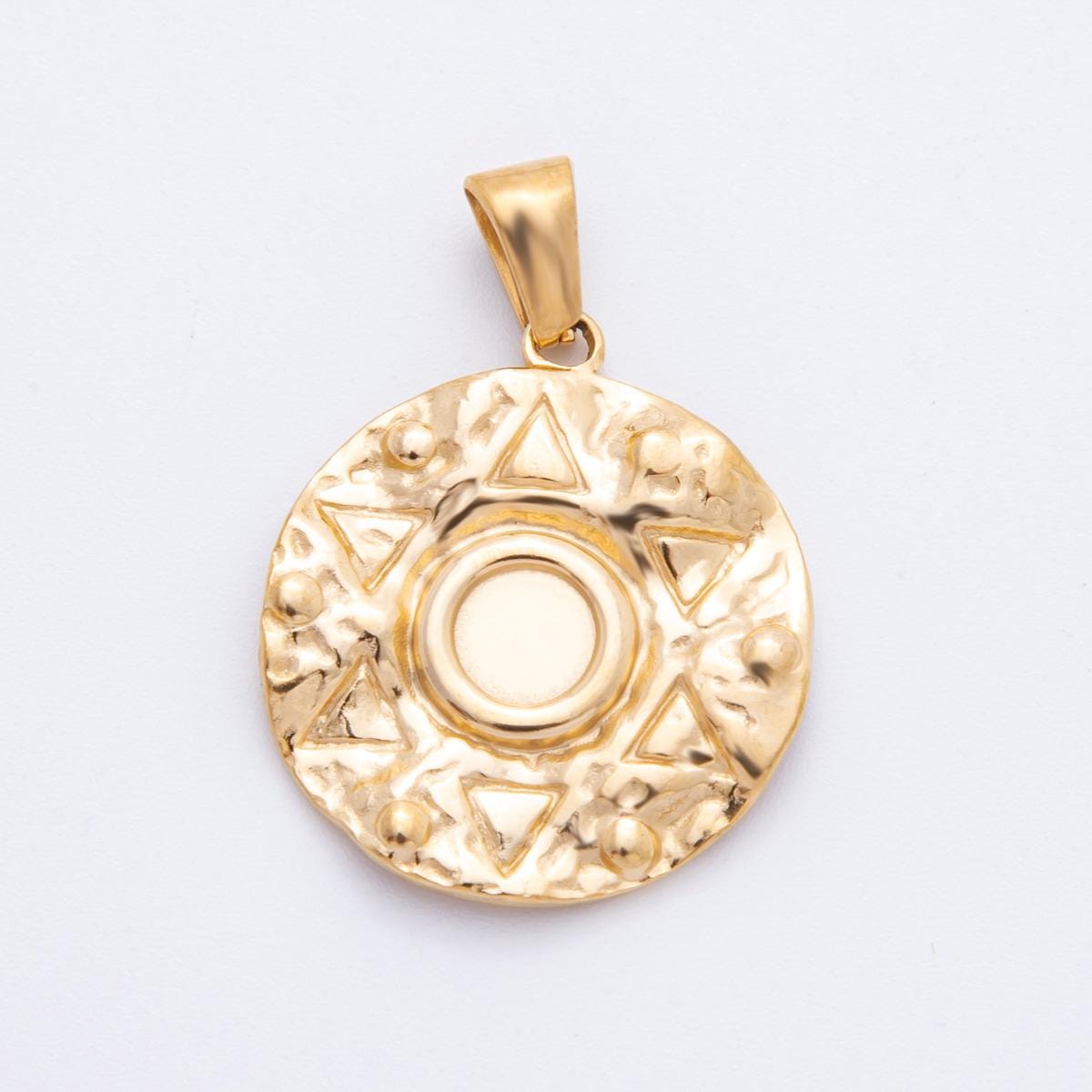 Gold Sunburst Round Pendant Sun Tribal Medallion Charm – Statement Jewelry Supply J-513