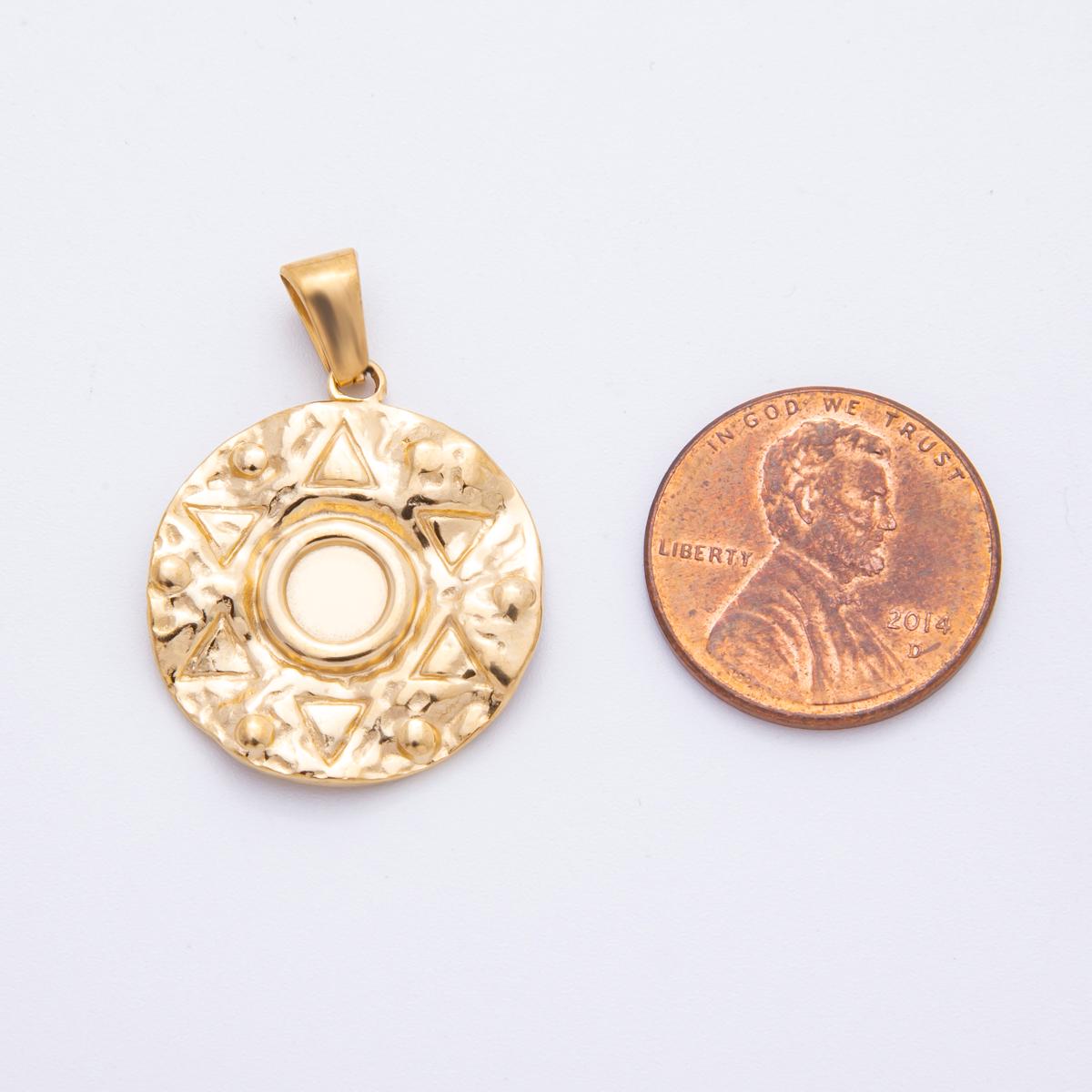 Gold Sunburst Round Pendant Sun Tribal Medallion Charm – Statement Jewelry Supply J-513