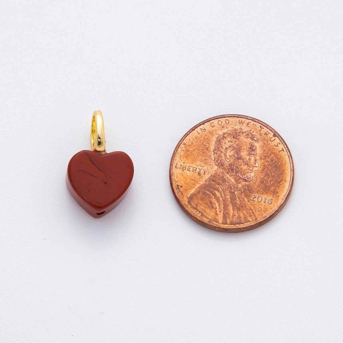 18K Gold Filled 10mm Gemstone Heart Charm for Necklace Bracelet Component | E-433