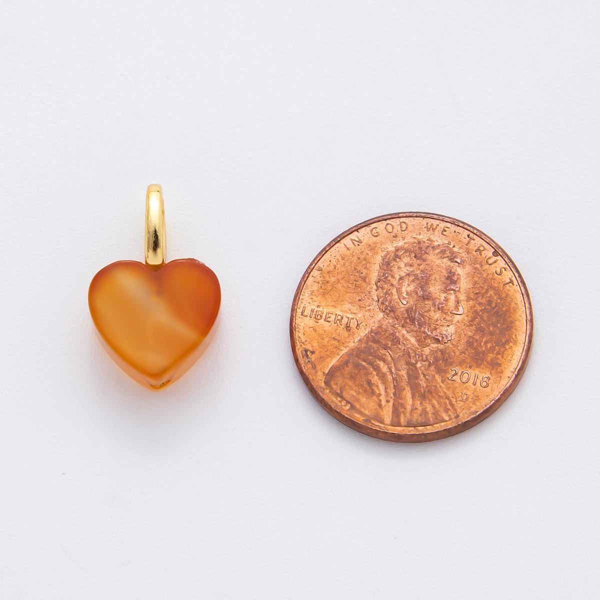 18K Gold Filled 10mm Gemstone Heart Charm for Necklace Bracelet Component | E-433