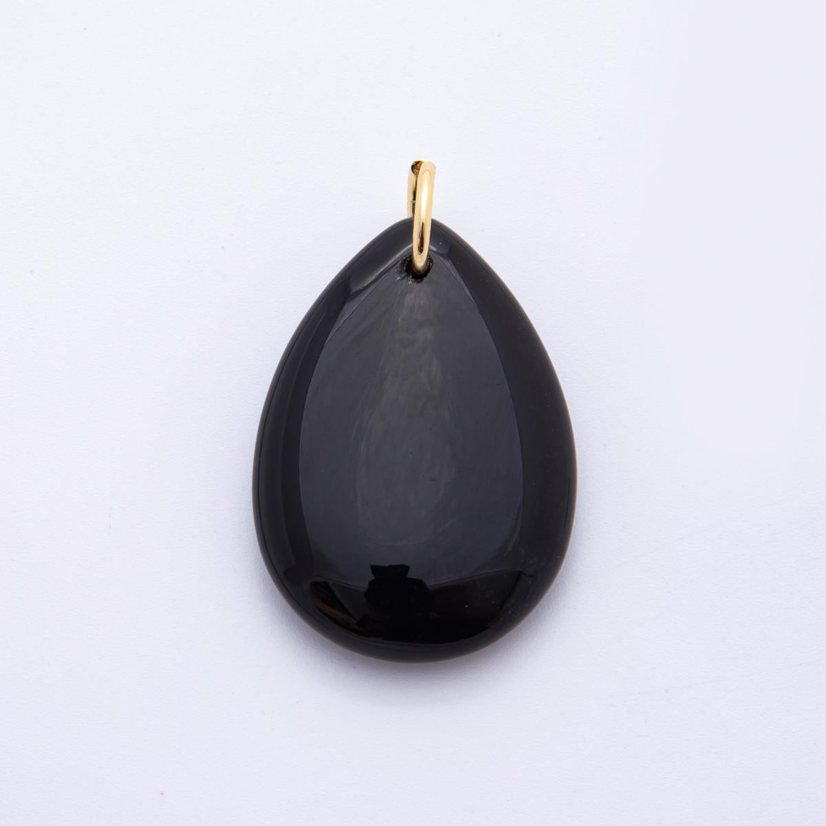 Black Agate Pendant Natural Tear Drop Stone Beads Black Gemstone Findings 39.1x24.5 mm Necklace Jewelry Supply E-466