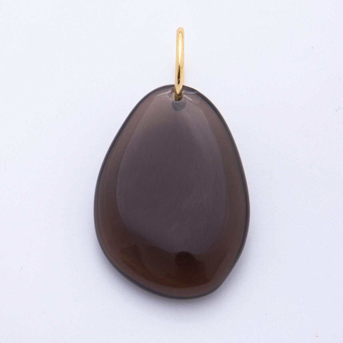 Polished Brown Teardrop Pendant with Gold Bail – Minimalist Stone Jewelry Charm e-623