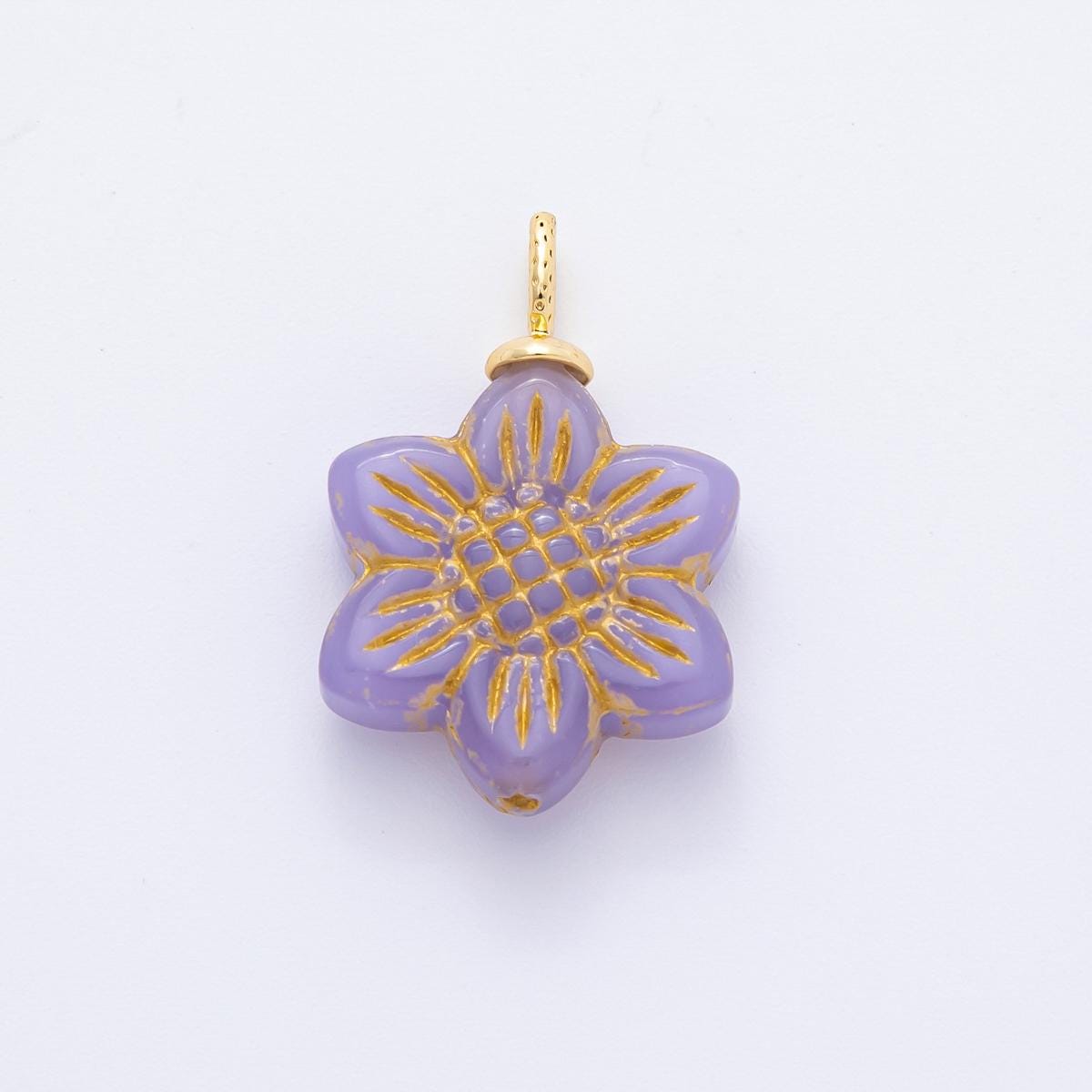 Dainty Czech Glass Beads Sun Flower Beads Charm Wildflower Beads Pendant Colorful Floral Necklace Bracelet Component E-746