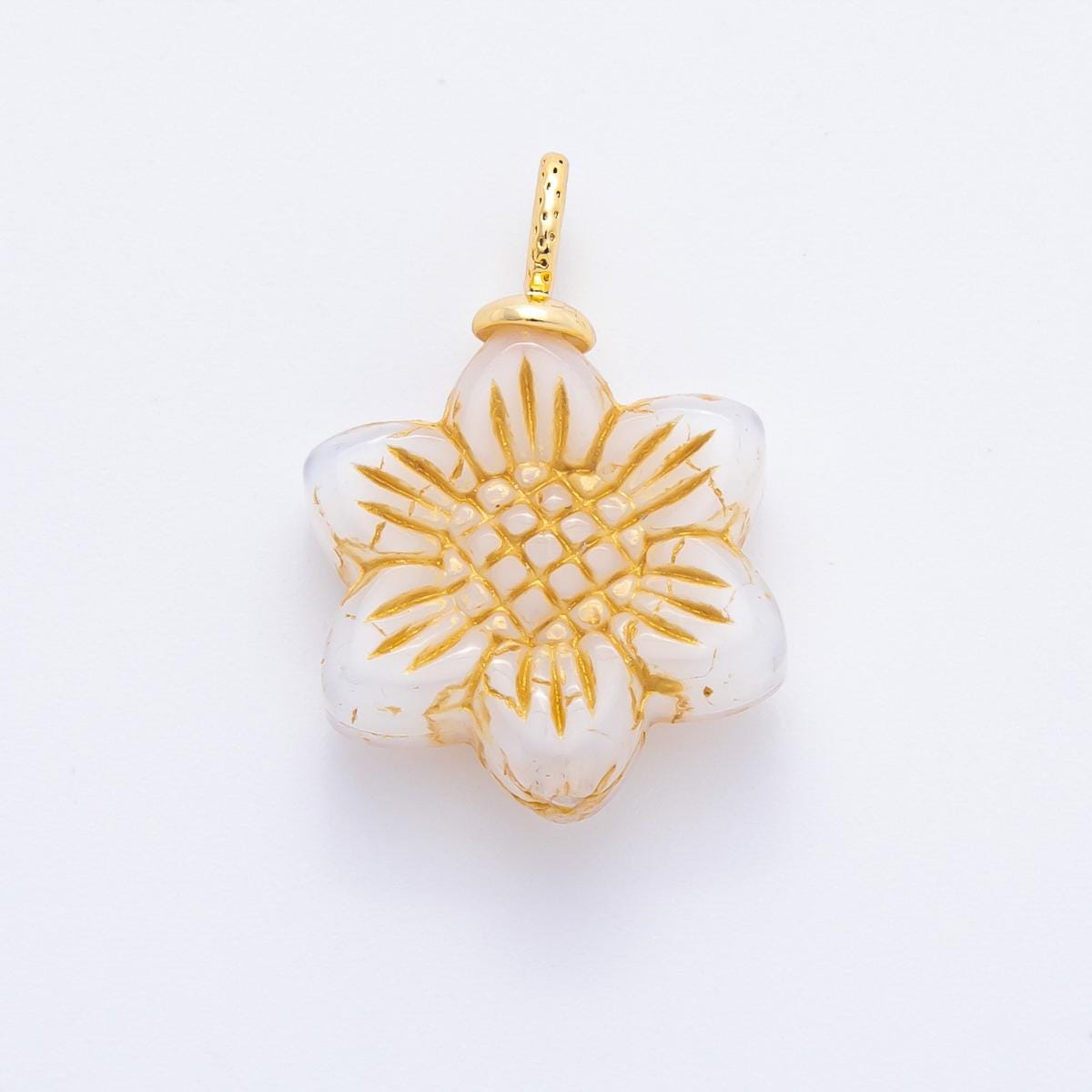 Dainty Czech Glass Beads Sun Flower Beads Charm Wildflower Beads Pendant Colorful Floral Necklace Bracelet Component E-746