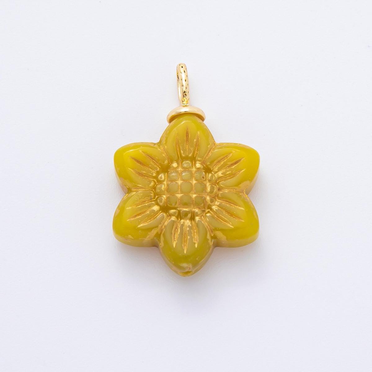 Dainty Czech Glass Beads Sun Flower Beads Charm Wildflower Beads Pendant Colorful Floral Necklace Bracelet Component E-746