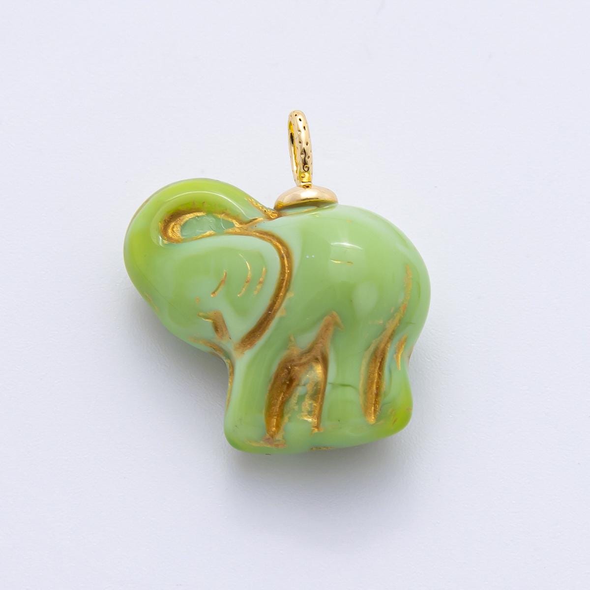 Dainty Czech Glass Beads Elephant Beads Charm Circus Wild Animal Beads Pendant Colorful Dumbo Necklace Bracelet Component E-777