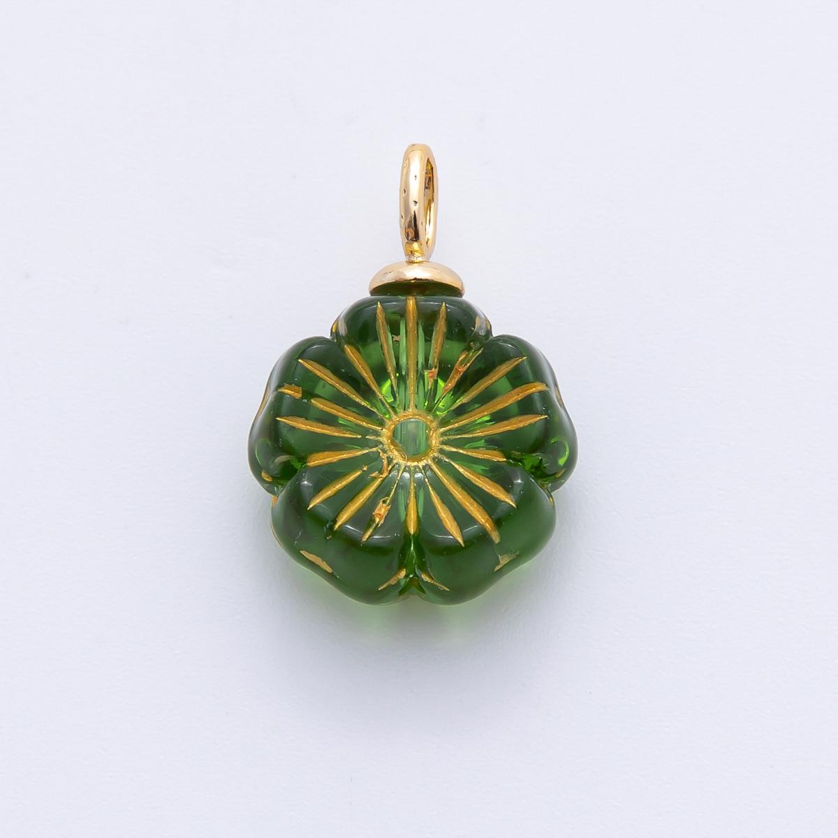 Dainty Czech Glass Beads Hibiscus Beads Charm Wildflower Beads Pendant Colorful Floral Necklace Bracelet Component E-864