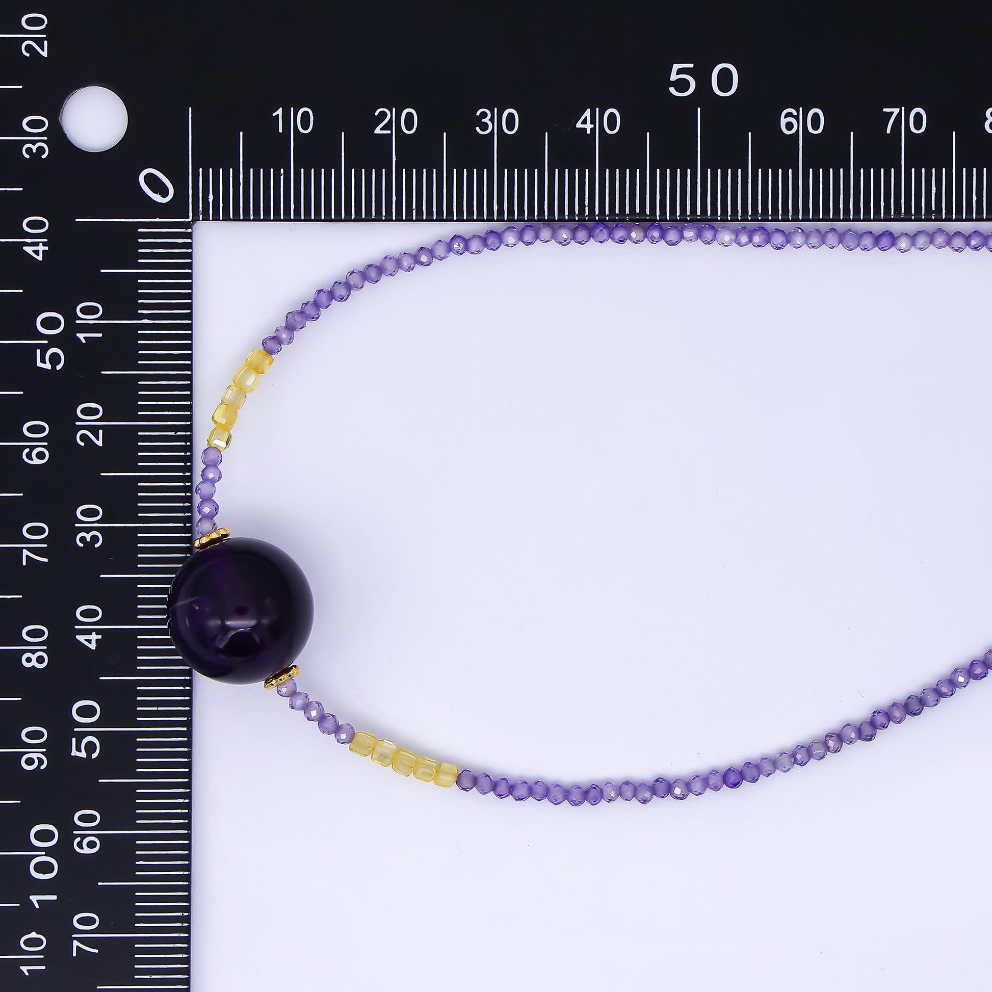 24K Gold Filled Amethyst Natural Gemstone Shades of Purple Beaded Chain Necklace 16.53 Inch with Extender | WA-3346