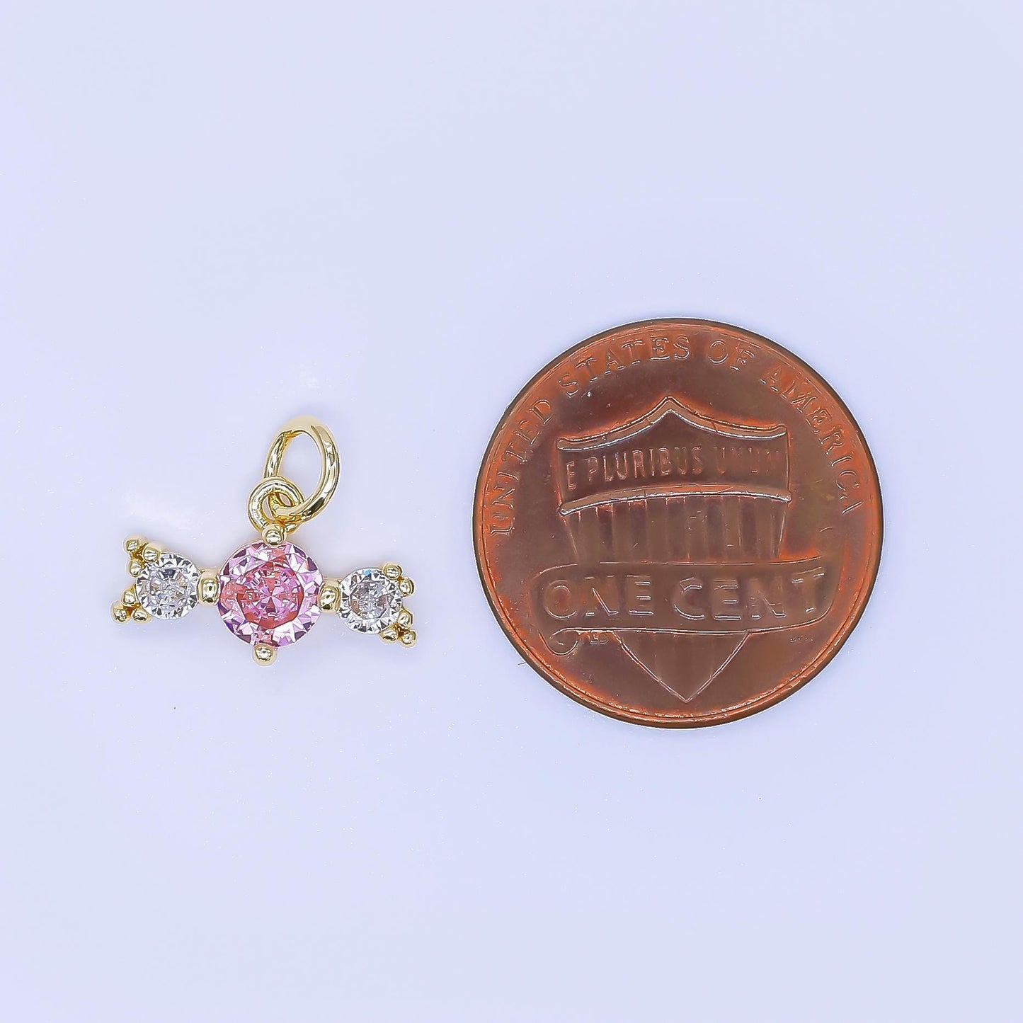 Mini Gold Pink Candy Pendant 24K Gold Filled Candy Charm Wrapper DIY Bracelet Necklace Jewelry Making Findings Supply aj-506