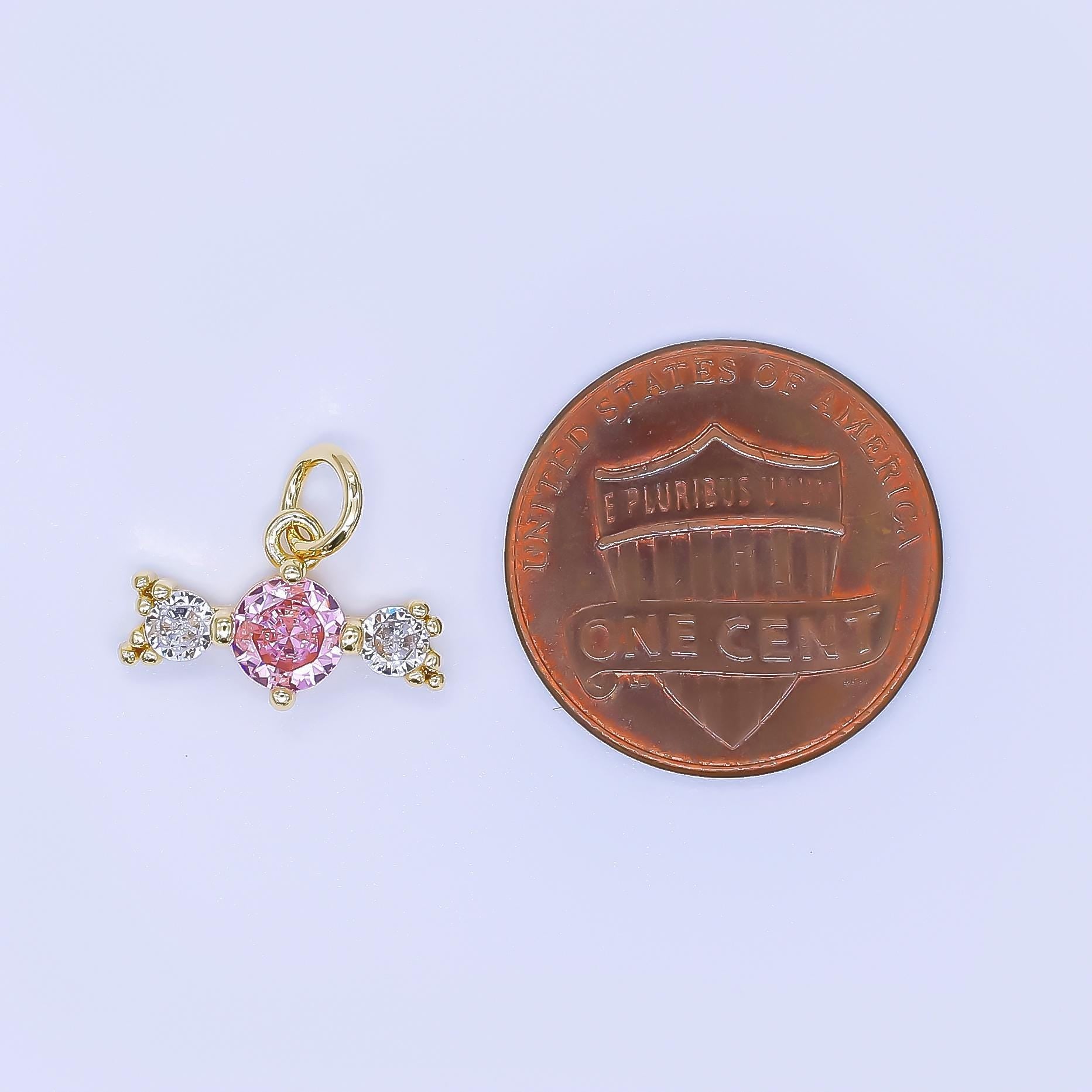 Mini Gold Pink Candy Pendant 24K Gold Filled Candy Charm Wrapper DIY Bracelet Necklace Jewelry Making Findings Supply aj-506