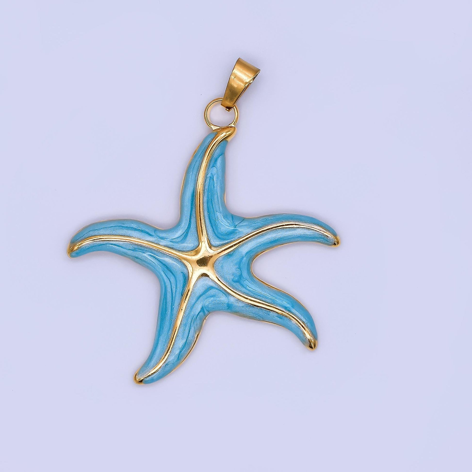 Multi Color Enamel Star Fish PVD Gold Plated Steel Starfish Beach Under the Sea Animal Charm | J-141