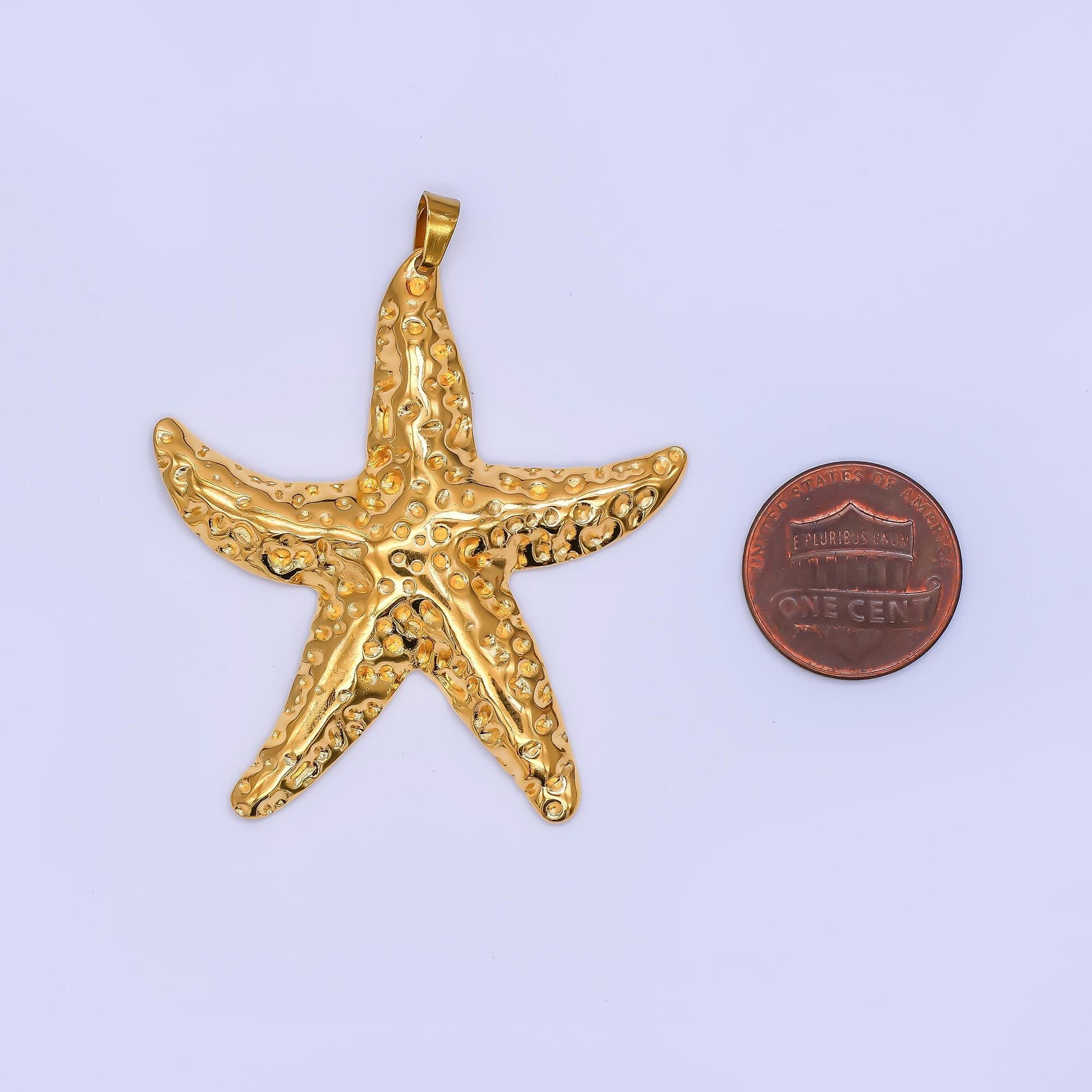 Big gold starfish pendant stainless steel Rustic star fish ocean beach under the sea mermaids charm jewelry | j-153