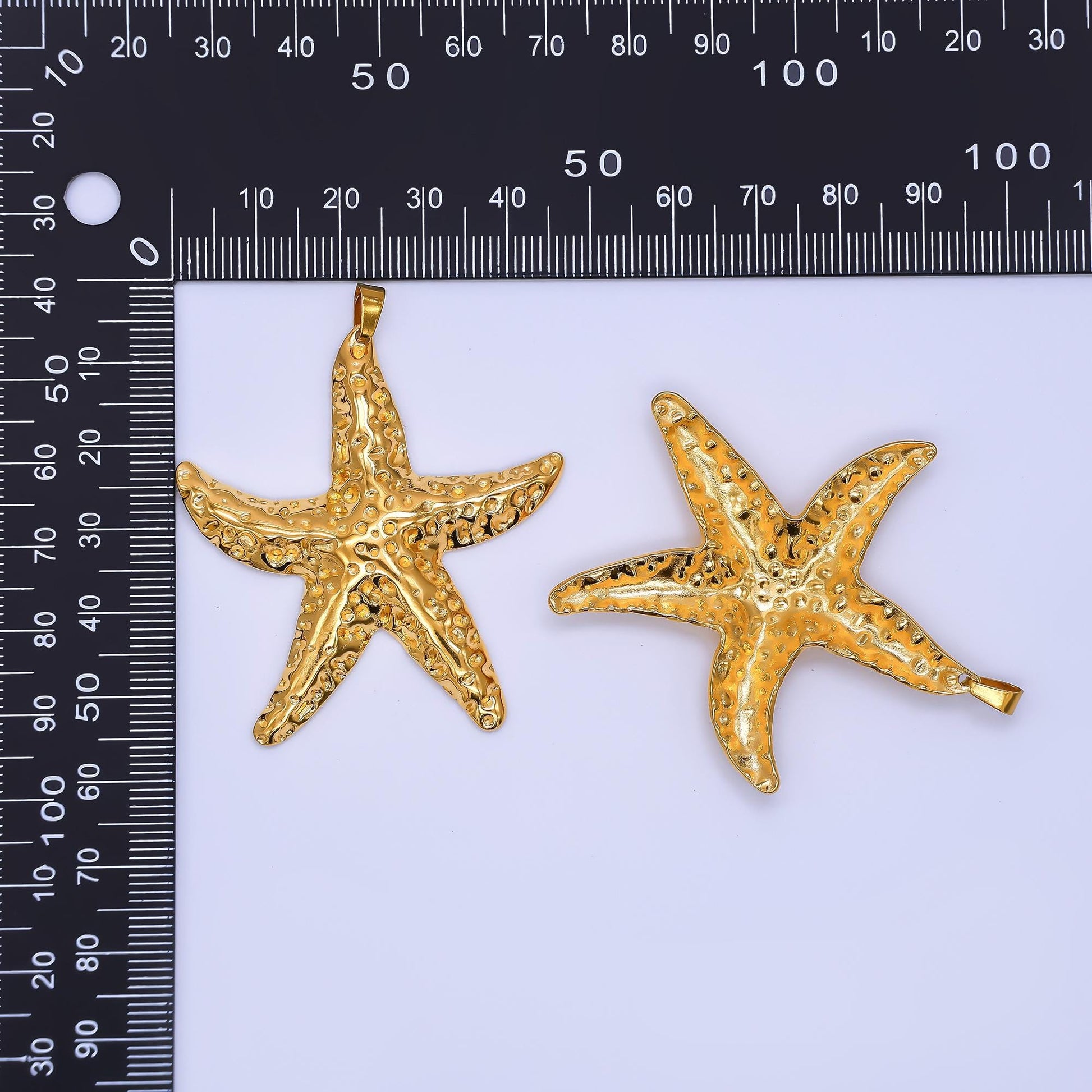 Big gold starfish pendant stainless steel Rustic star fish ocean beach under the sea mermaids charm jewelry | j-153