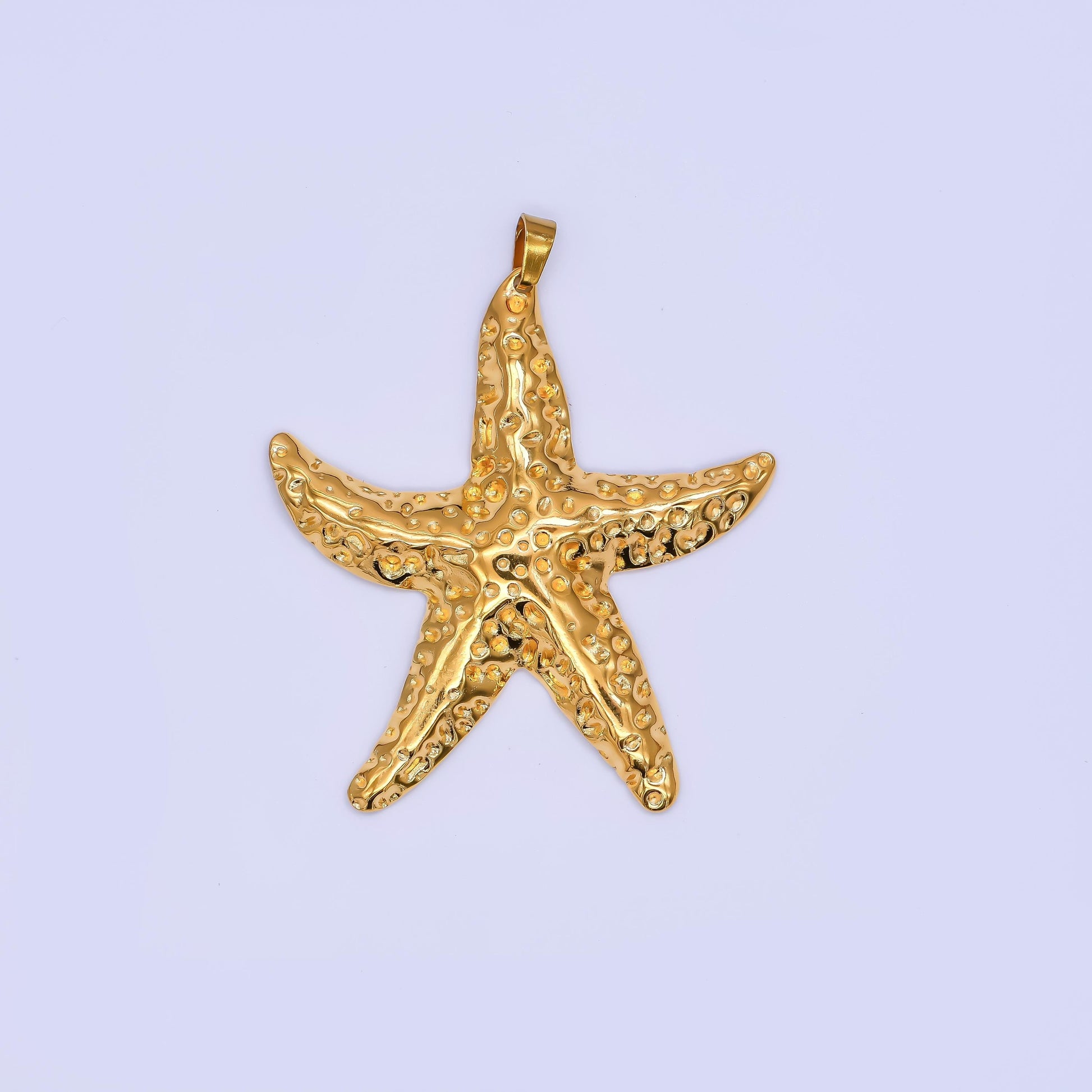 Big gold starfish pendant stainless steel Rustic star fish ocean beach under the sea mermaids charm jewelry | j-153