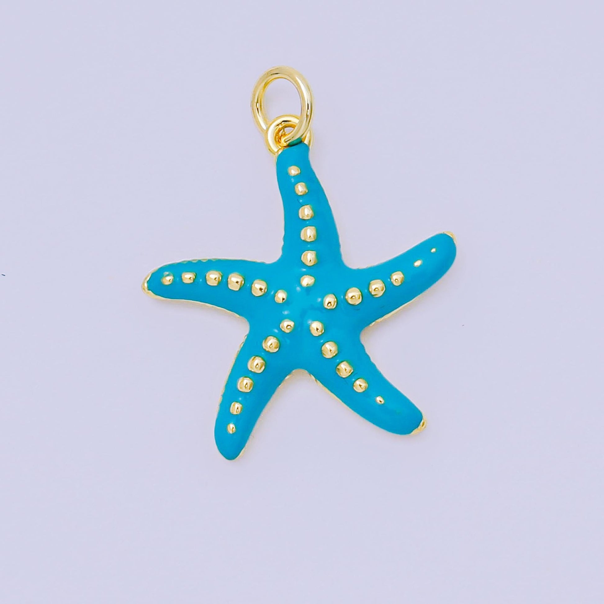 Blue Enamel Star Fish 24k Gold Filled Starfish Beach Under the Sea Animal Charm | AH-635