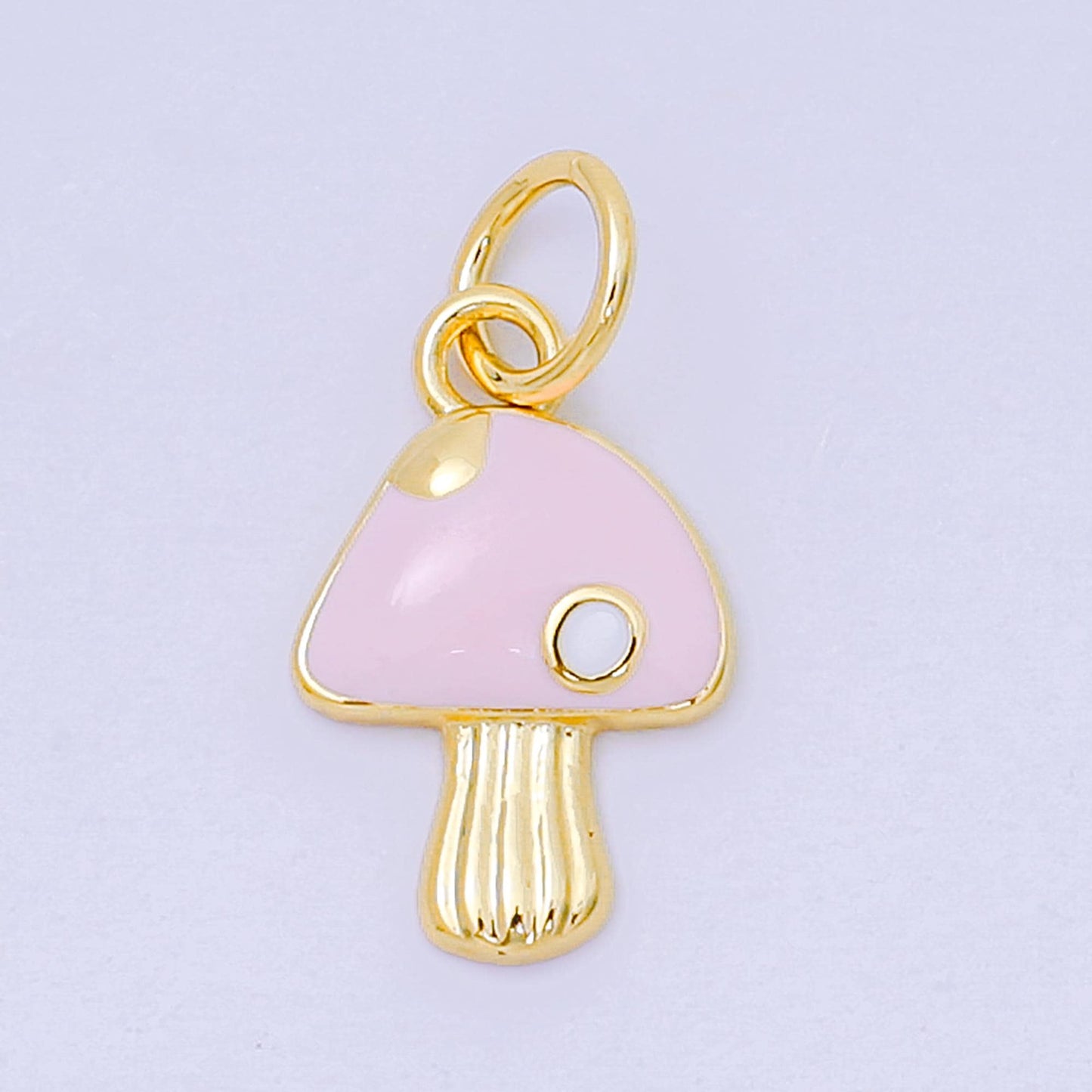 24K Gold Filled 13mm Wild Forest Mushroom Charm in Red, Pink, & White | D-627 D-663