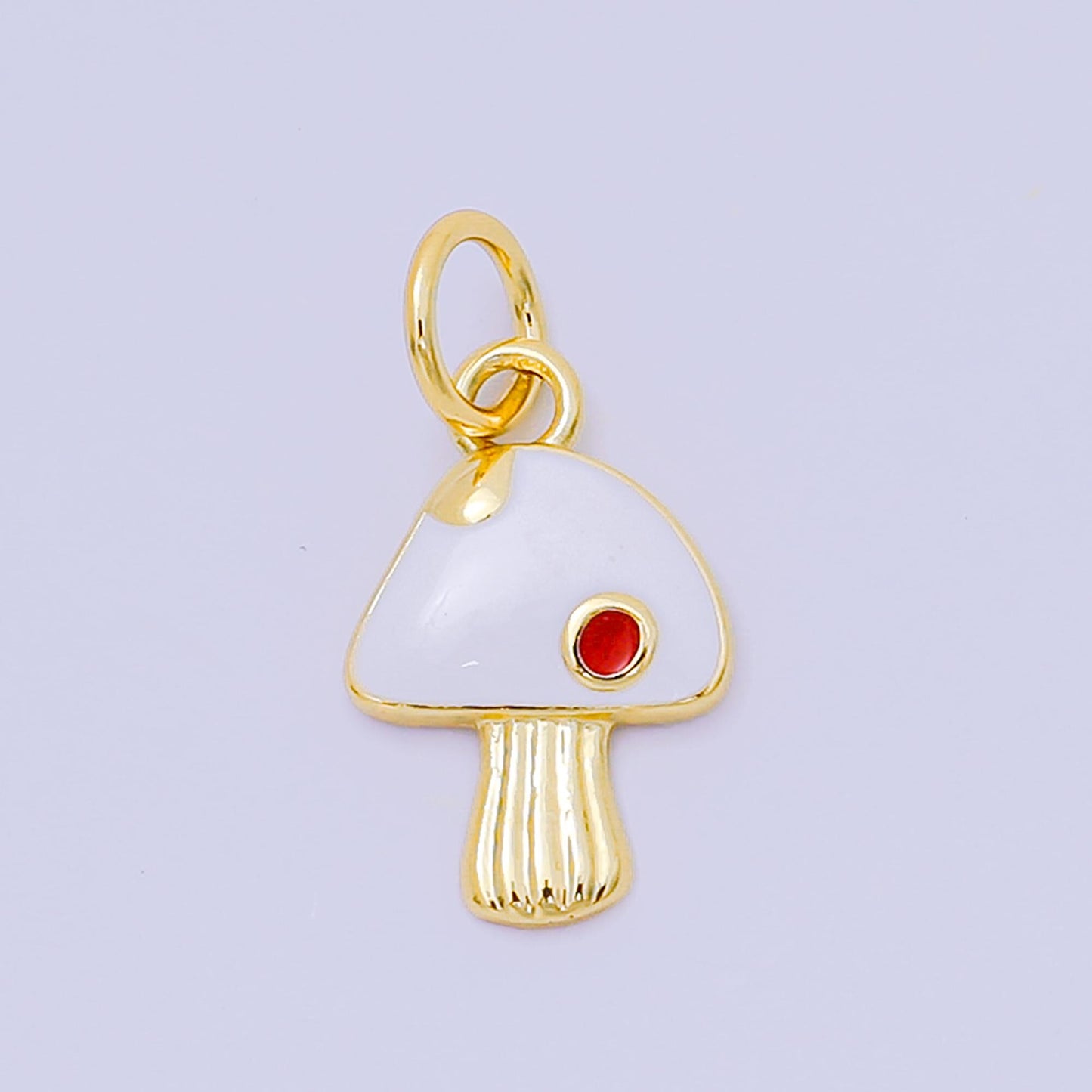 24K Gold Filled 13mm Wild Forest Mushroom Charm in Red, Pink, & White | D-627 D-663