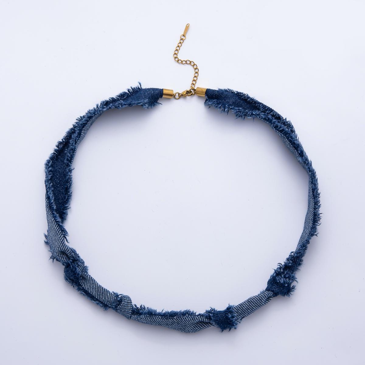 Denim Jeans Fabric Scarf Necklace 19 inch Make your own Scarf Necklace Charm Jewelry Supply with PVD Gold Stainless Clasp WA-1755
