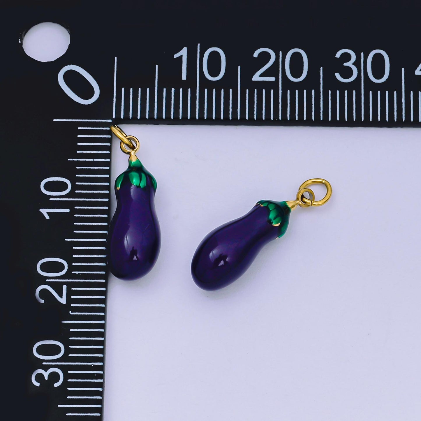 PVD Stainless Steel 18mm Purple Enamel Eggplant Vegetable Charm | J-502