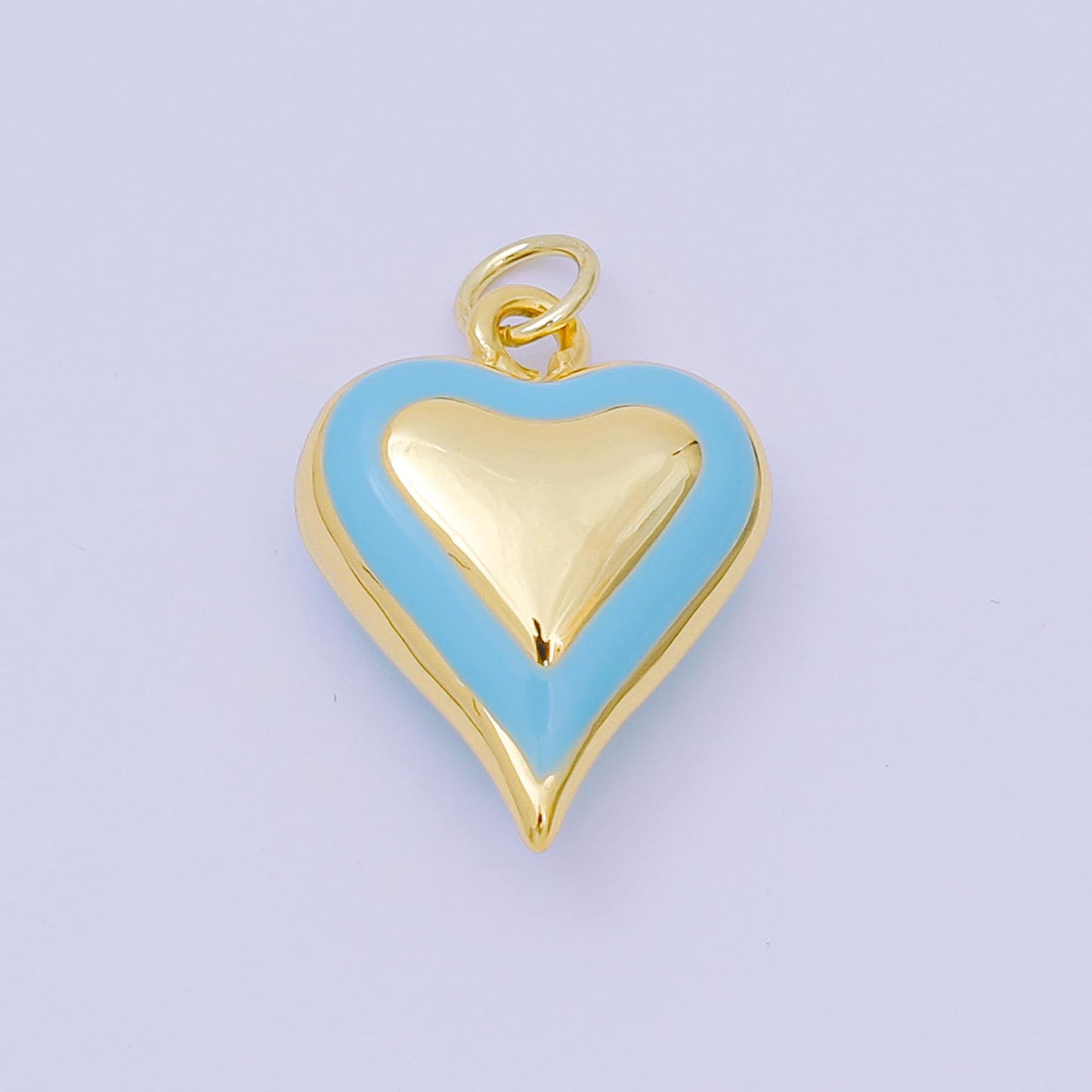 24K Gold Filled 20mm Green, Red & Pink Enamel Art Love Shades of Heart Charm | AH-674 - AH-676