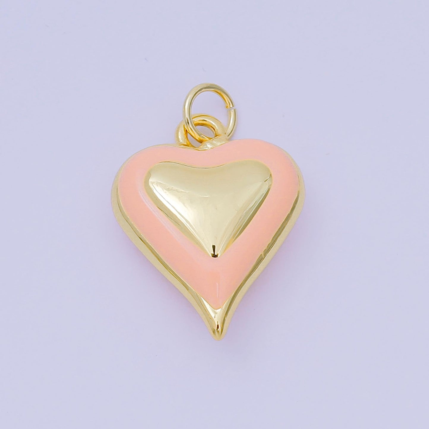 24K Gold Filled 20mm Green, Red & Pink Enamel Art Love Shades of Heart Charm | AH-674 - AH-676