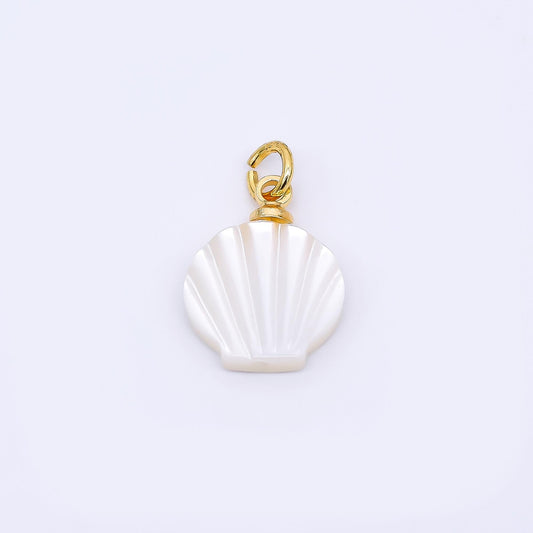 24K Gold Filled 13mm Shell Pearl Scallop Fan-Shaped Sea Shell Charm | P-1792
