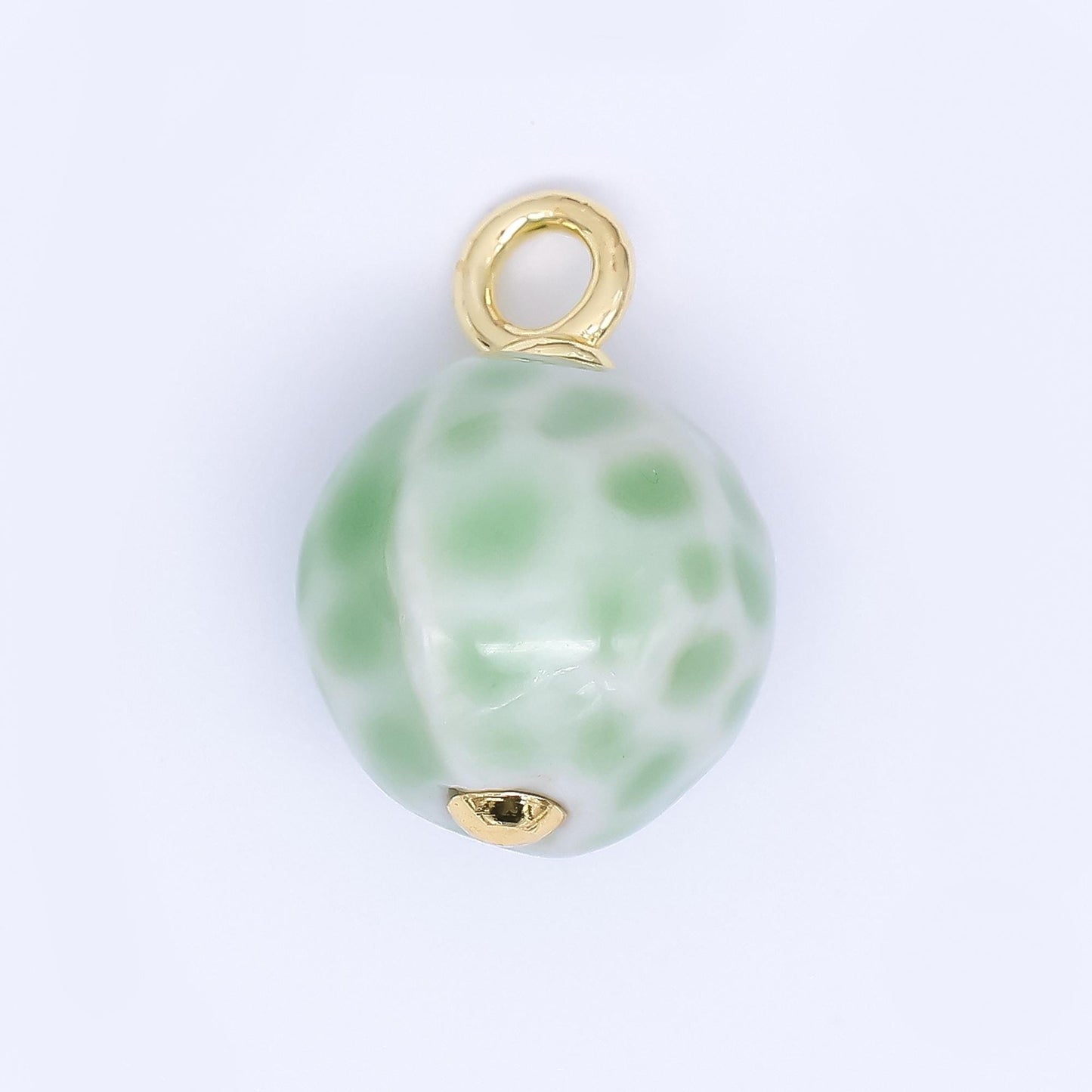 24K Gold Filled 22mm Ceramic Art Enchanted Round Orbs Charm | N-1019 N-1145 N-1172 N-1808 N-1898 N-1971