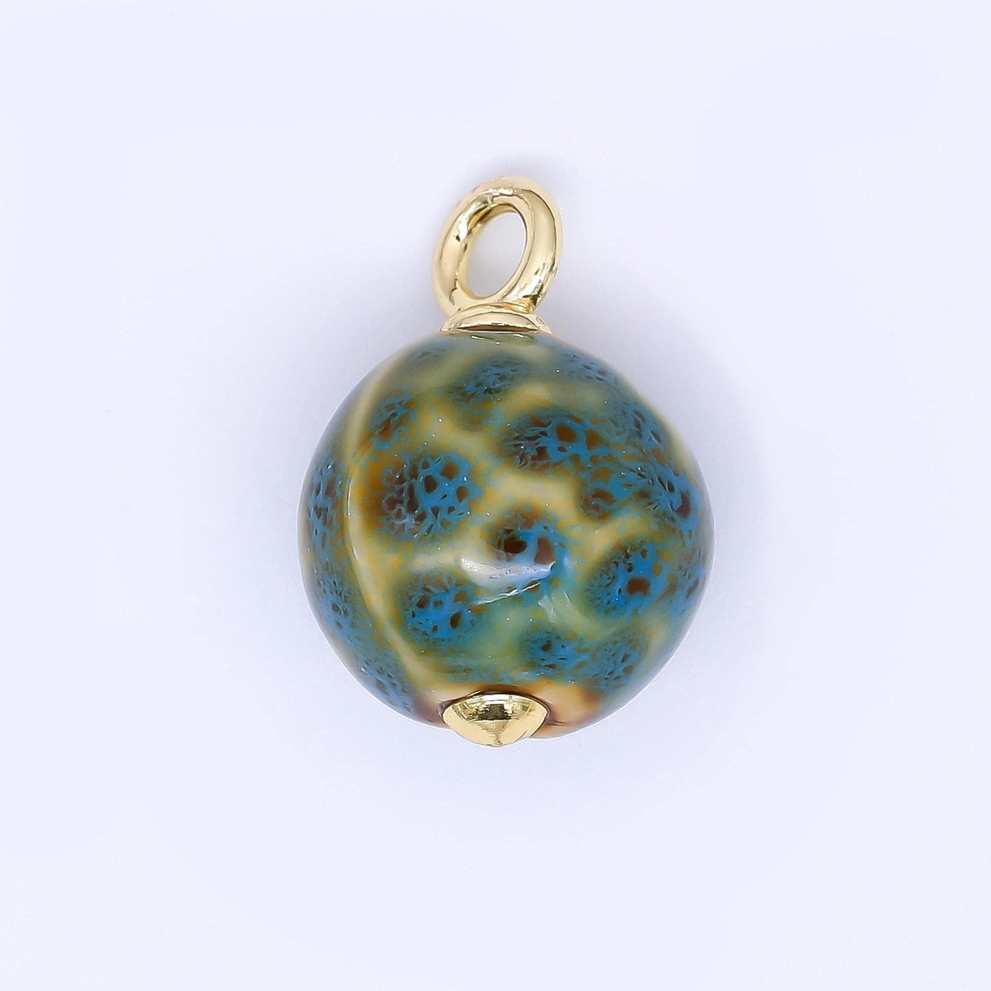 24K Gold Filled 22mm Ceramic Art Enchanted Round Orbs Charm | N-1019 N-1145 N-1172 N-1808 N-1898 N-1971
