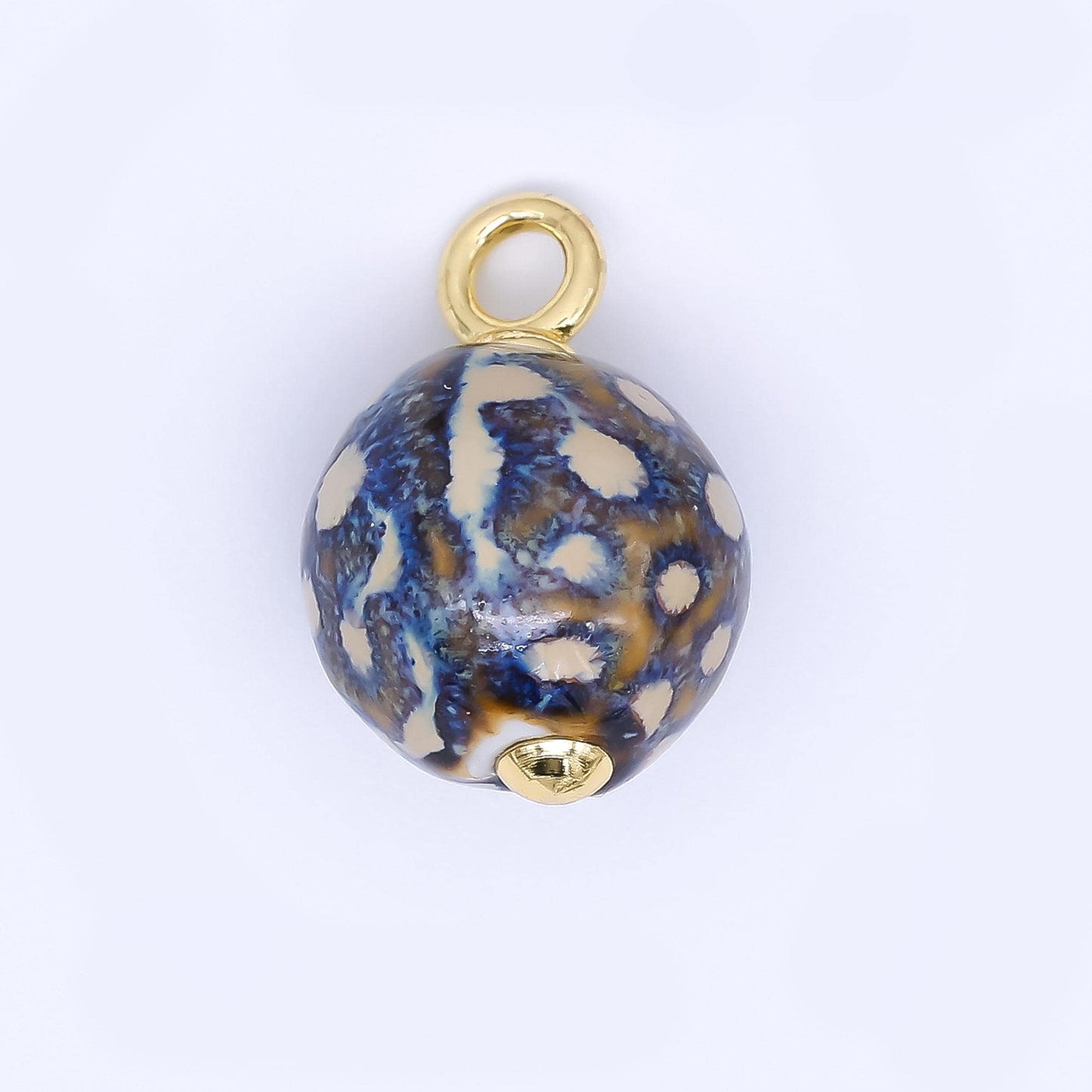 24K Gold Filled 22mm Ceramic Art Enchanted Round Orbs Charm | N-1019 N-1145 N-1172 N-1808 N-1898 N-1971