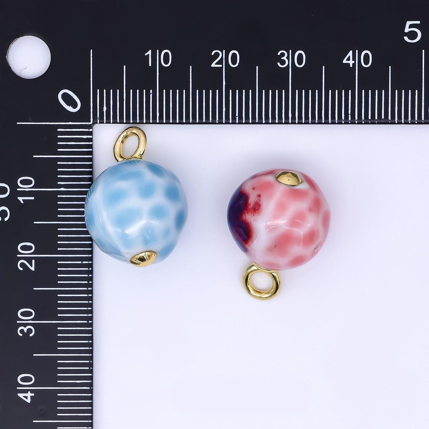 24K Gold Filled 22mm Ceramic Art Enchanted Round Orbs Charm | N-1019 N-1145 N-1172 N-1808 N-1898 N-1971