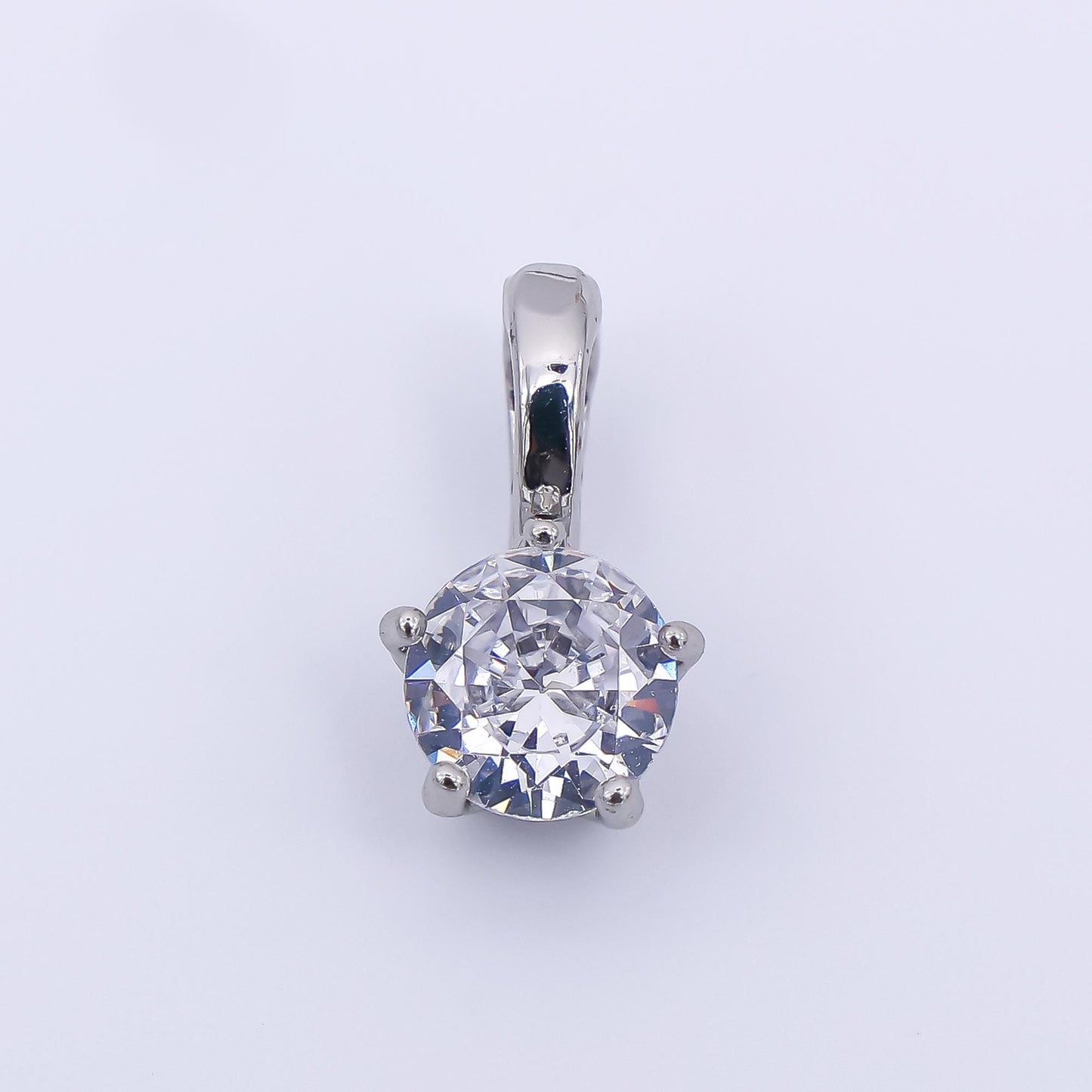 Silver 12mm Round CZ 5-Points Flower Pendant | AH-462