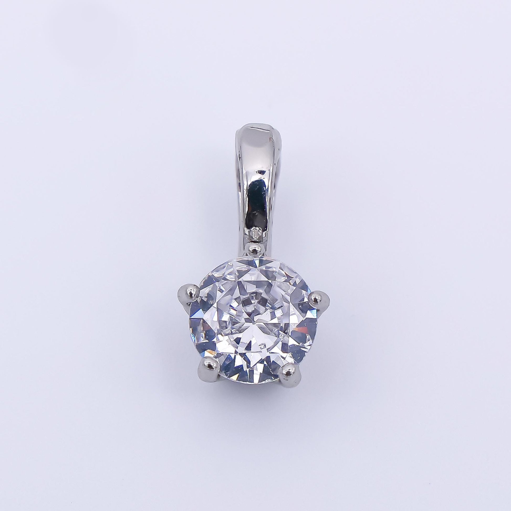 Silver 12mm Round CZ 5-Points Flower Pendant | AH-462