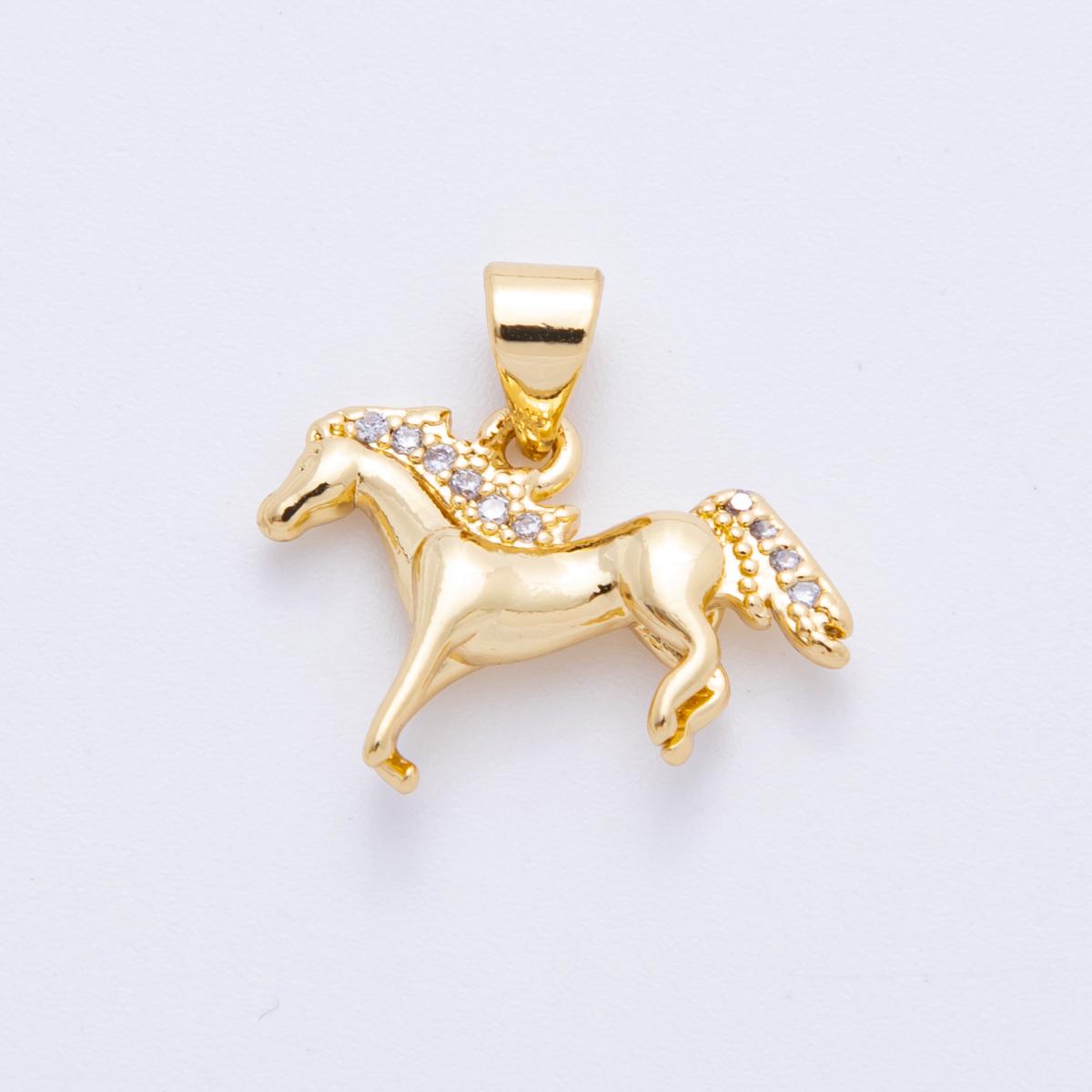 18K Gold Filled Horse Charm Wild Animal Stallion gold Pendant | AF-1118