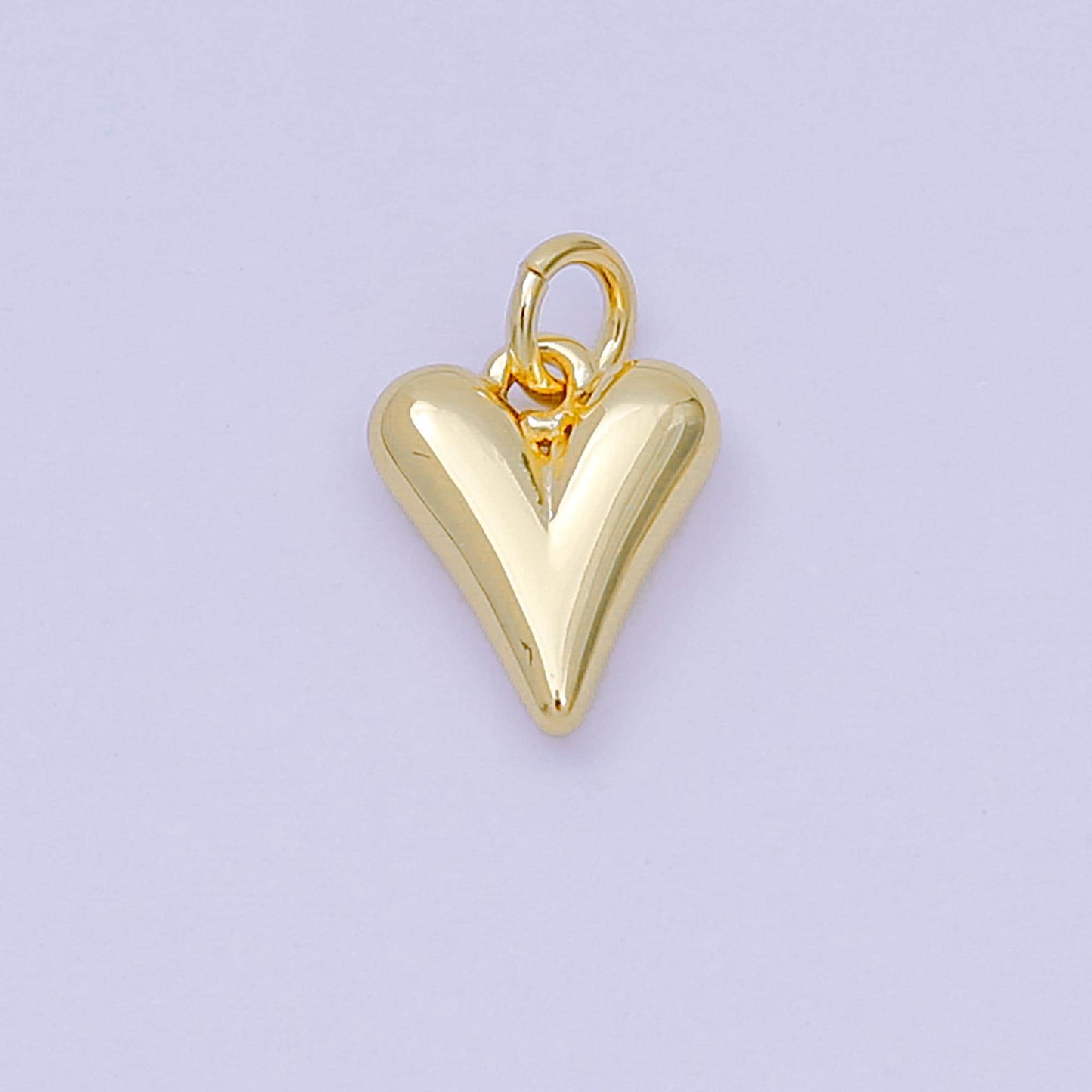 24K Gold Filled 10mm Dainty Minimalist Chubby 3D Heart Love Charm | D-271