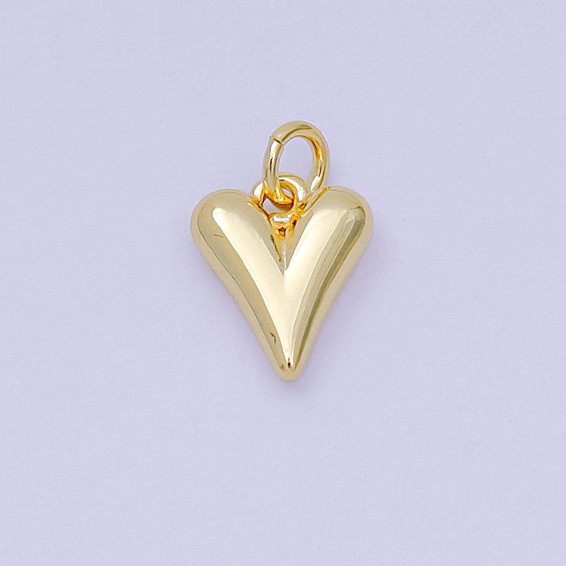 24K Gold Filled 10mm Dainty Minimalist Chubby 3D Heart Love Charm | D-271