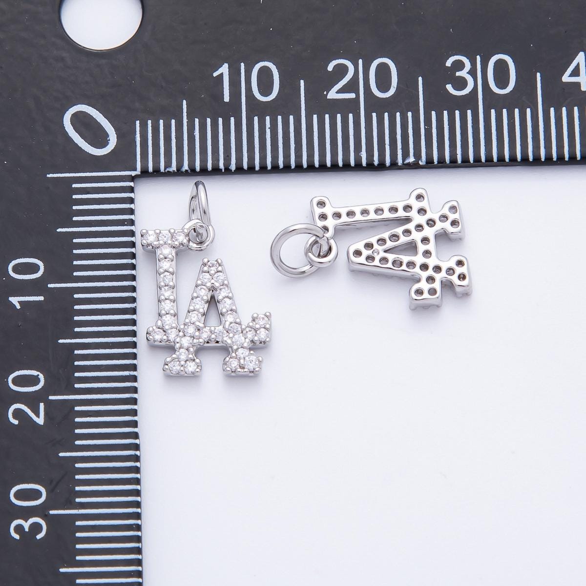Dainty CZ Gold Los Angeles charm Silver minimalist jewelry micro Pave LA state sign travel Sport pendants necklace bracelet E-932