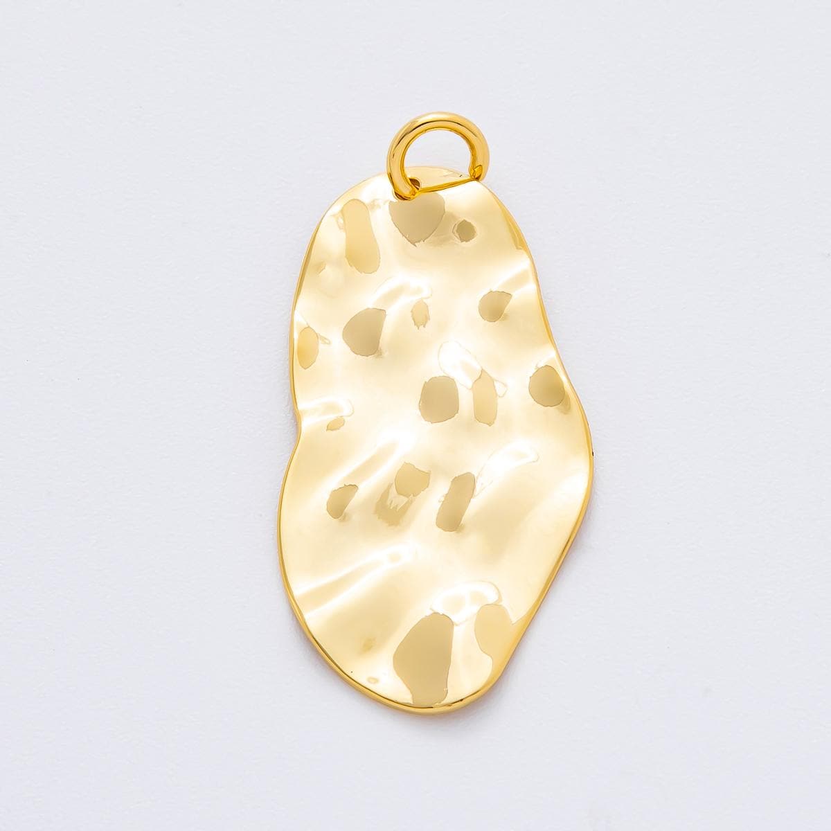 Big Modern Gold Hammered Organic Shape Pendant Charm Necklace Jewelry Supply DIY Jewelry Findings in 18k Gold Filled Textured Pendant N-1527