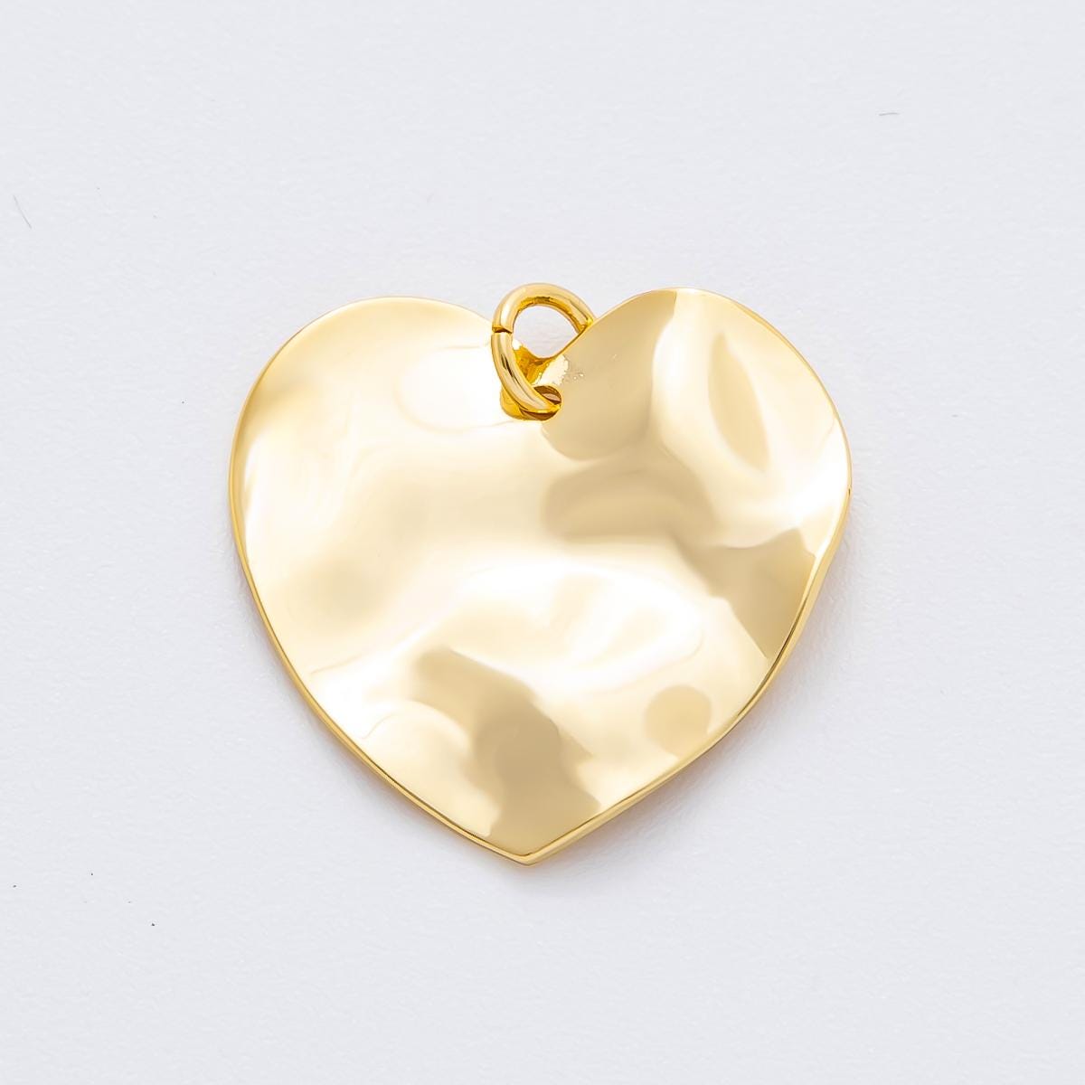 Modern Gold Organic Heart Shape Pendant Charm Necklace Jewelry Supply DIY Jewelry Finding 18k Gold Filled Molten Gold Charm N-1861