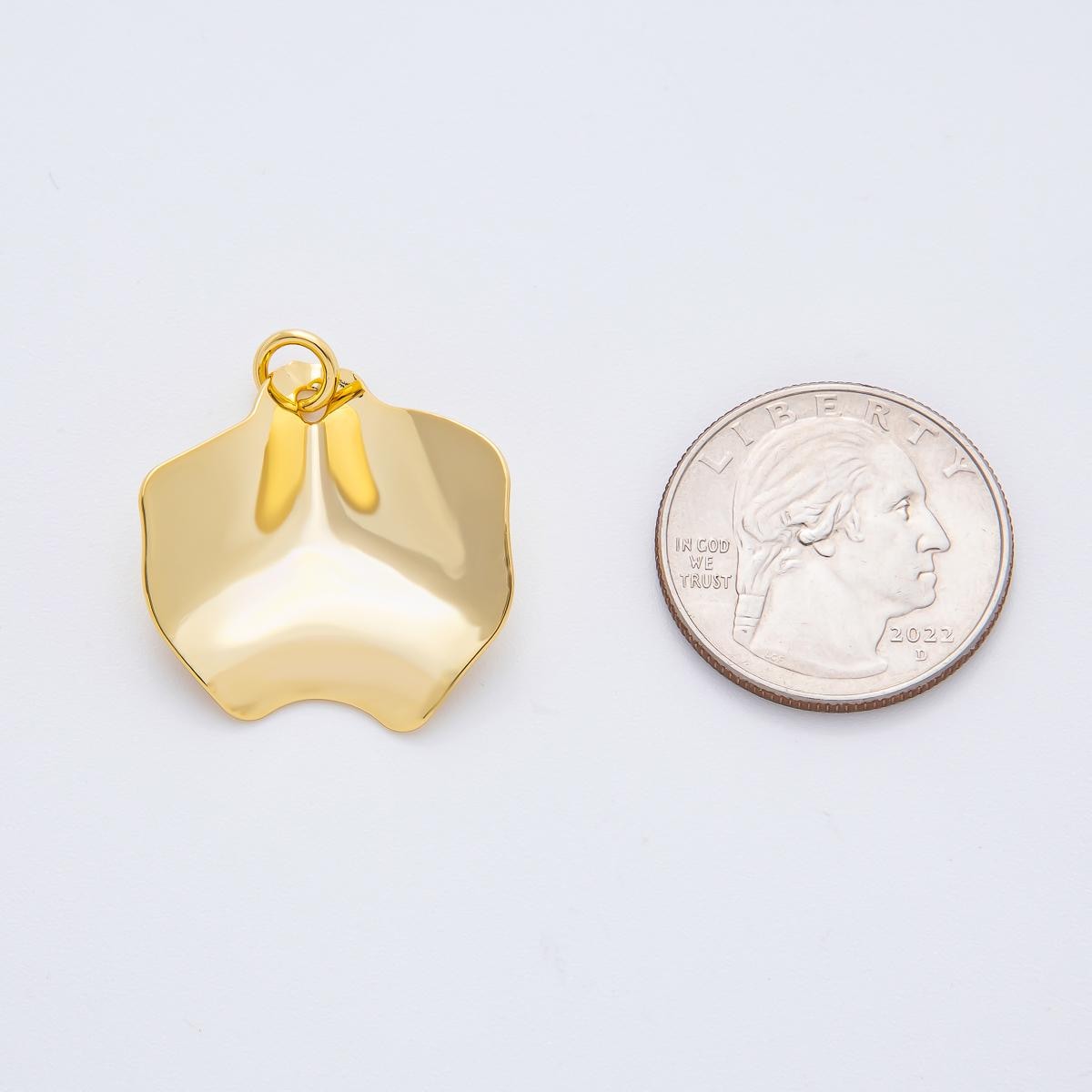 Modern Gold Organic Freeform Shape Pendant Charm Necklace Jewelry Supply DIY Jewelry Finding 18k Gold Filled Molten Gold Charm N-1938
