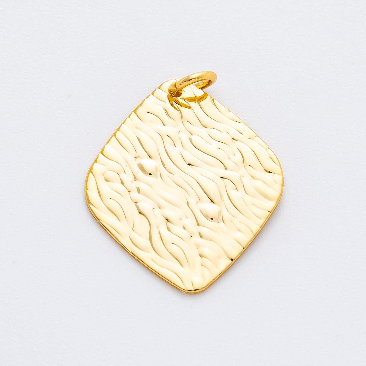 Big Modern Gold Hammered Rhombus Pendant Charm Necklace Jewelry Supply DIY Jewelry Findings in 18k Gold Filled Textured Pendant N-2033