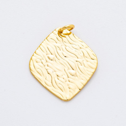 Big Modern Gold Hammered Rhombus Pendant Charm Necklace Jewelry Supply DIY Jewelry Findings in 18k Gold Filled Textured Pendant N-2033
