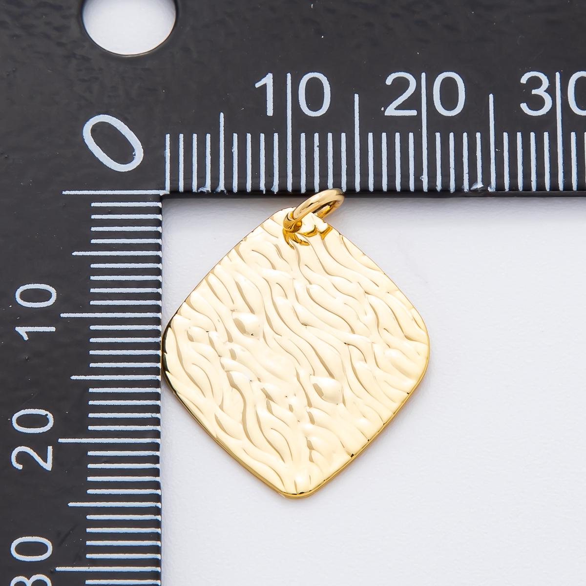 Big Modern Gold Hammered Rhombus Pendant Charm Necklace Jewelry Supply DIY Jewelry Findings in 18k Gold Filled Textured Pendant N-2033