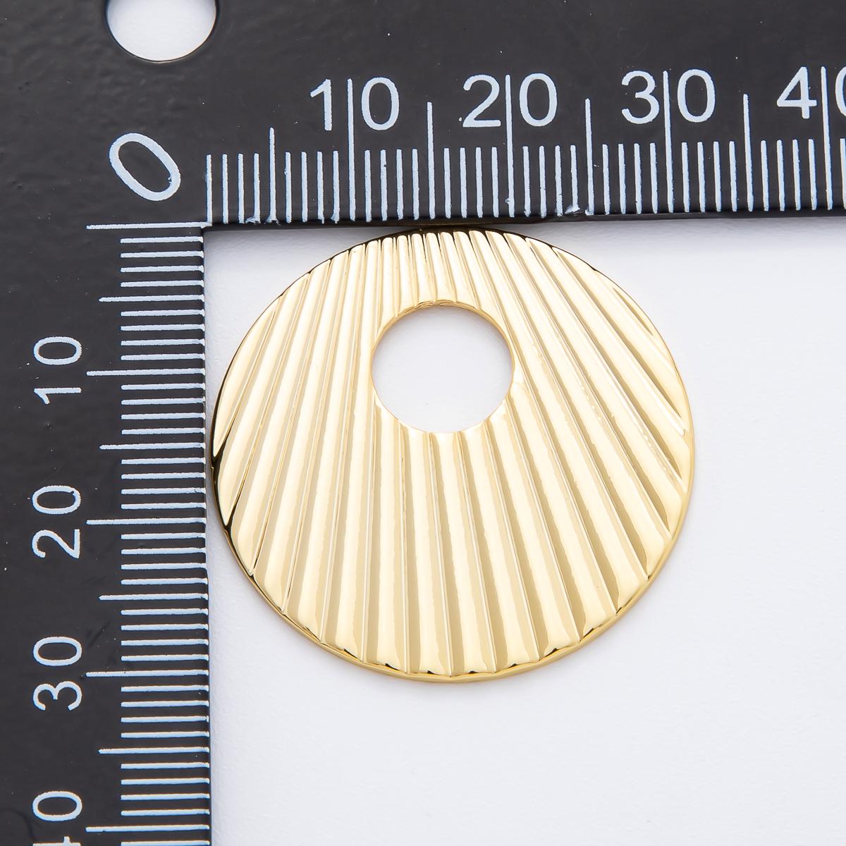 Big Modern Gold Sunburst Round Pendant Charm Necklace Jewelry Supply DIY Jewelry Findings in 18k Gold Filled Textured Pendant Z-1254