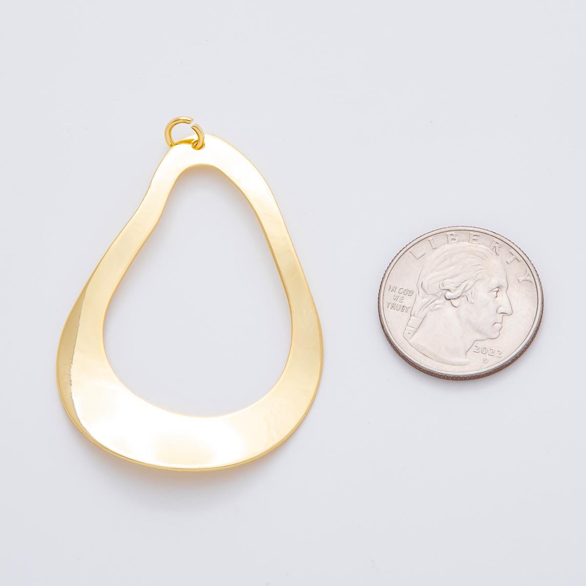 Big 18K Gold Filled Geometric Molten Oblong Charm for Cord Necklace | N-A1525