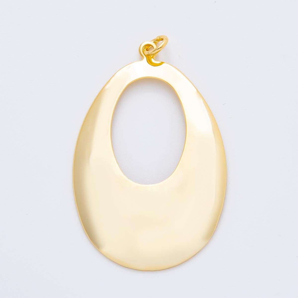 Big 18K Gold Filled Geometric Molten Oblong Charm for Cord Necklace | N-1514