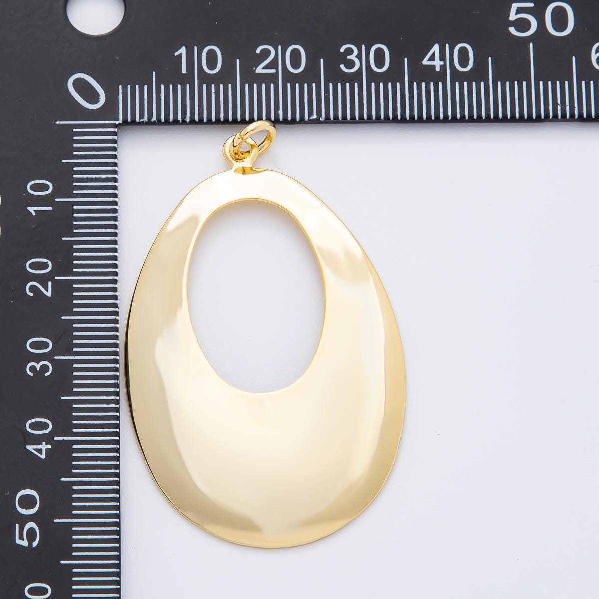 Big 18K Gold Filled Geometric Molten Oblong Charm for Cord Necklace | N-1514
