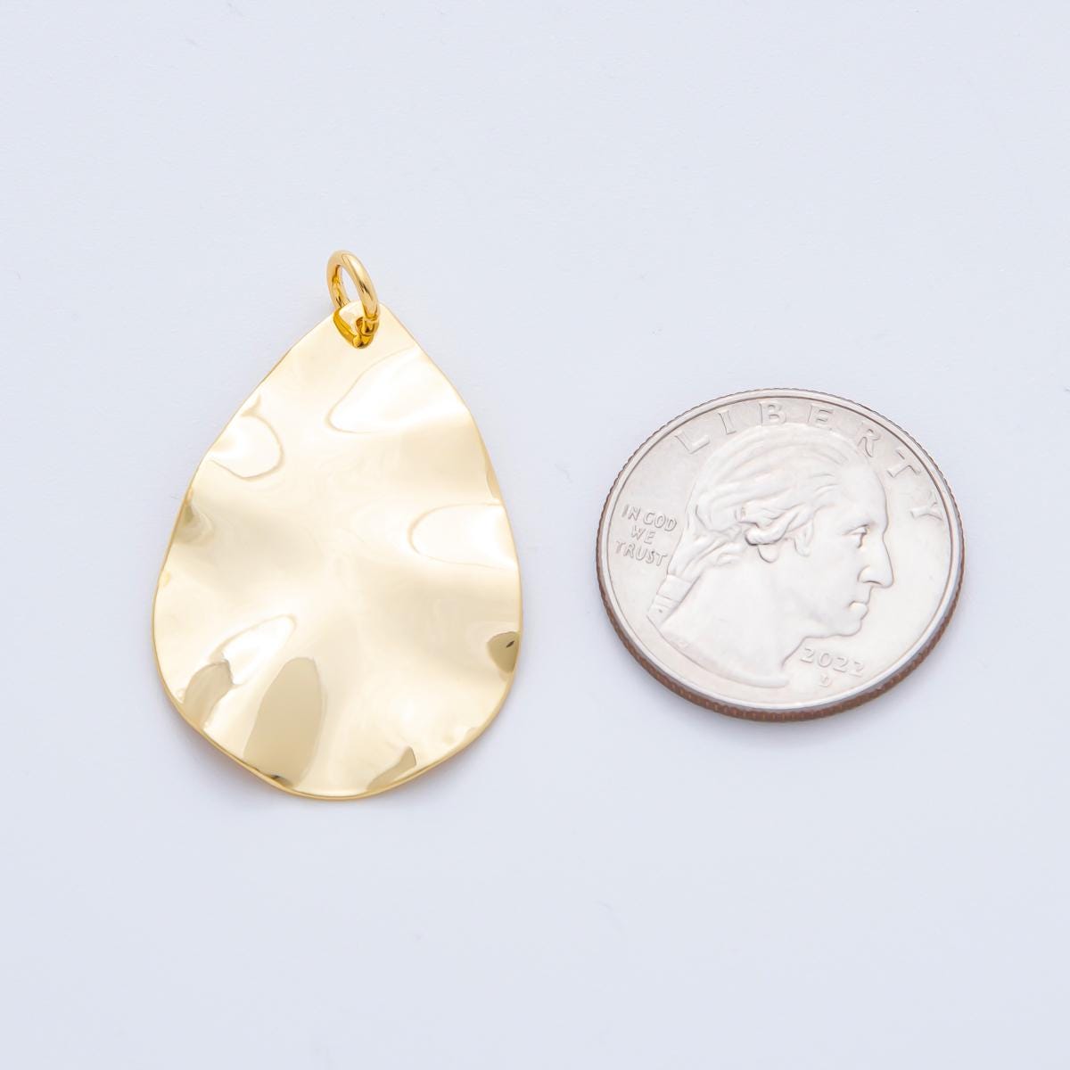 Modern Gold Organic Teardrop Shape Pendant Charm Necklace Jewelry Supply DIY Jewelry Finding 18k Gold Filled Molten Gold Charm N-1504