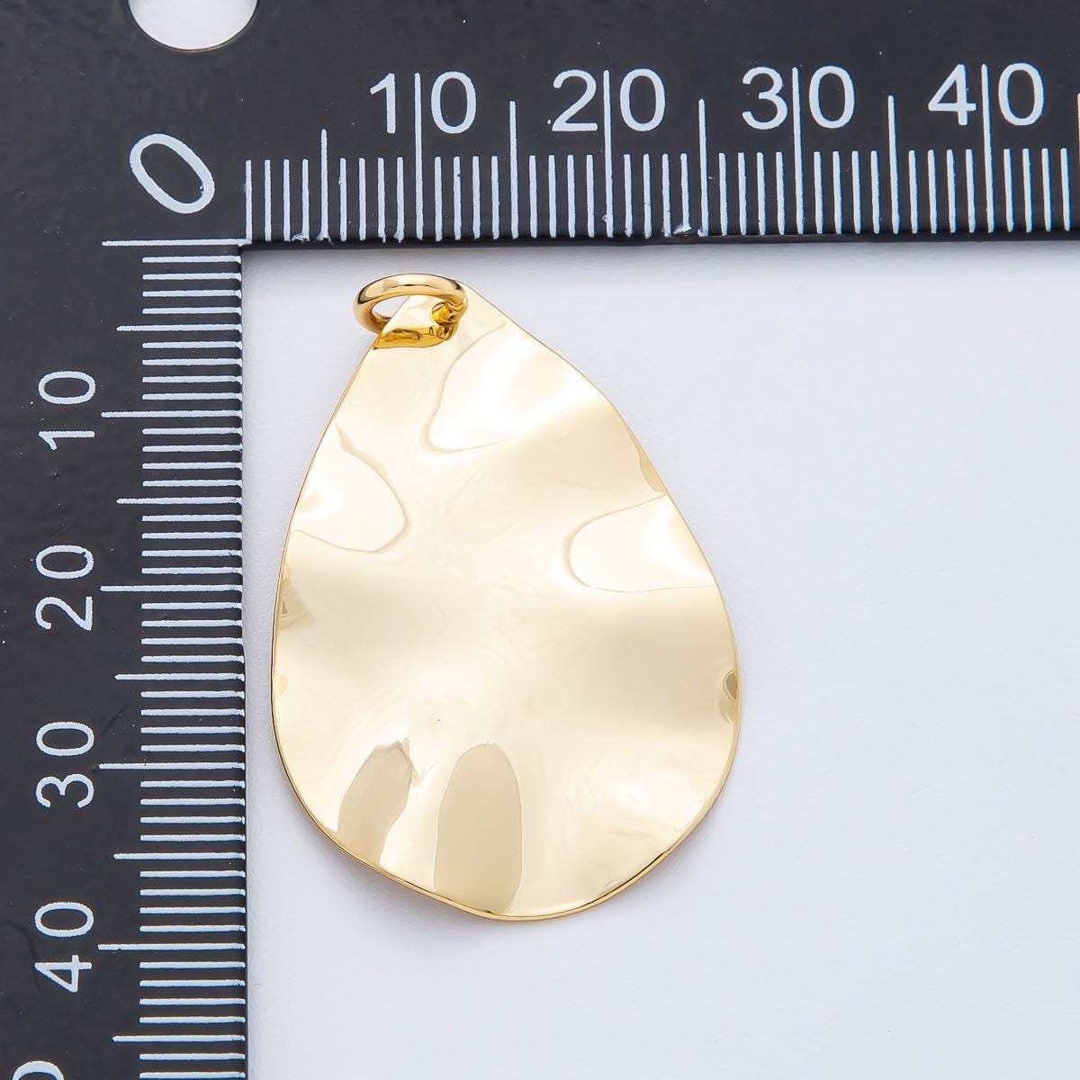 Modern Gold Organic Teardrop Shape Pendant Charm Necklace Jewelry Supply DIY Jewelry Finding 18k Gold Filled Molten Gold Charm N-1504